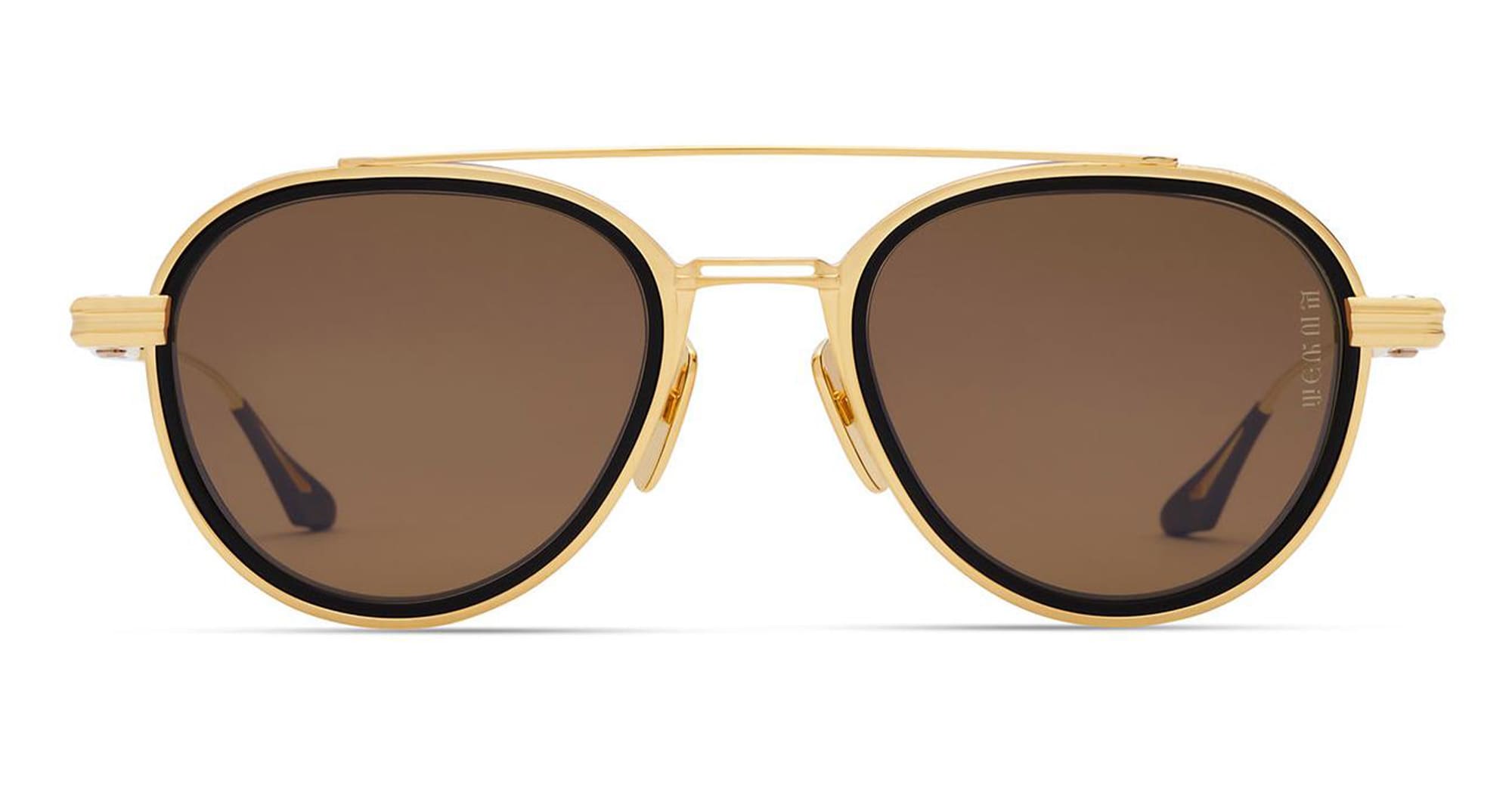 Ottica Mondello Roma - DITA - DES004-52-06 - EPILUXURY 4 - 22K GOLD PLATED / MATTE BLACK - Acetate, titanium - shape Pilot - gold, black - EYEWEAR - SUNGLASSES - Unisex,Uomo,Donna,Women,Men - lens Brown - Made In Japan