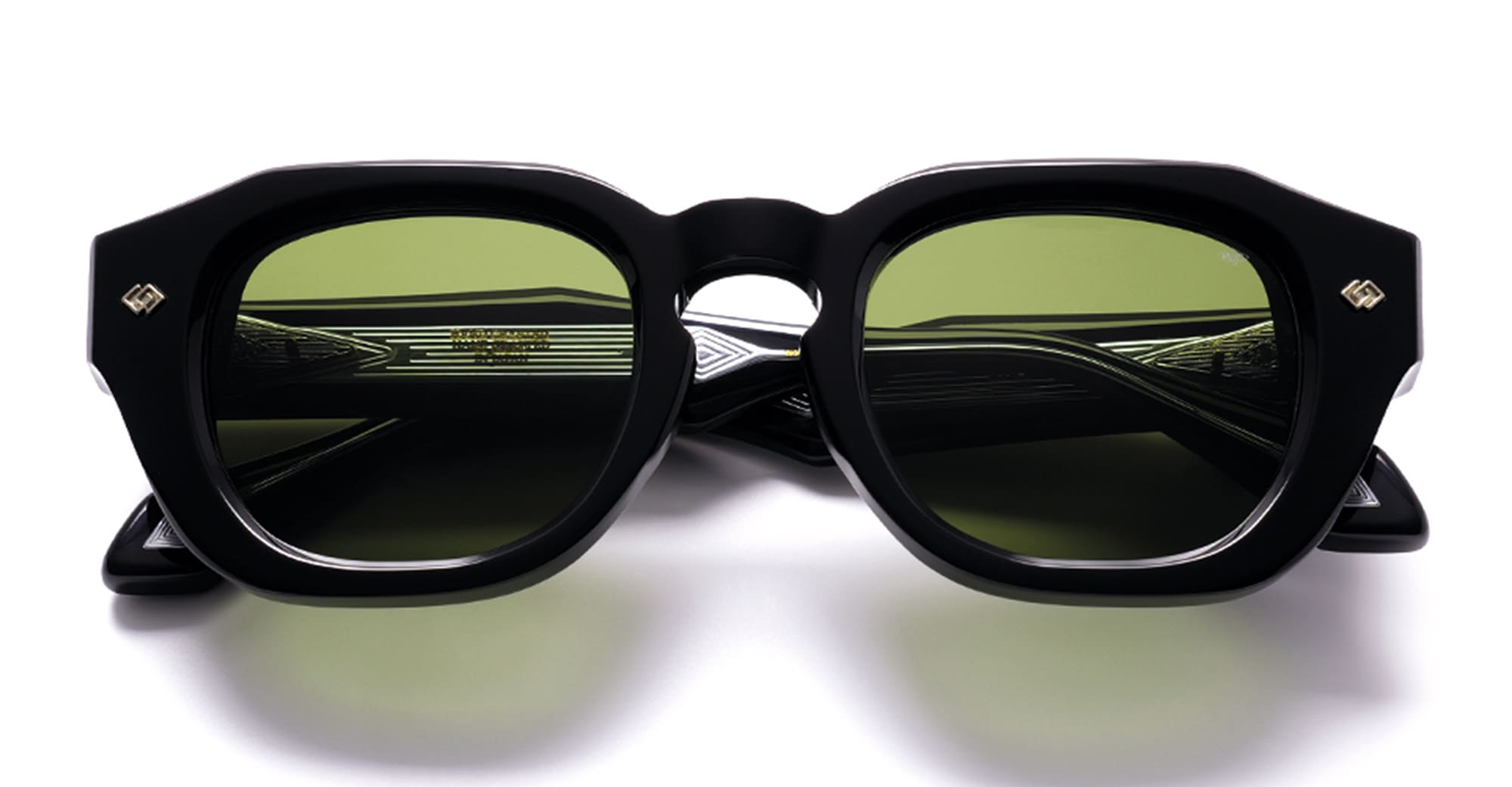 Ottica Mondello Roma - Daizo - A-SD001-B1-PG01 - LUDO - black / green lens - Acetate - shape Oval - Black - EYEWEAR - SUNGLASSES - Unisex,Uomo,Donna,Women,Men - lens Green - Made In Japan