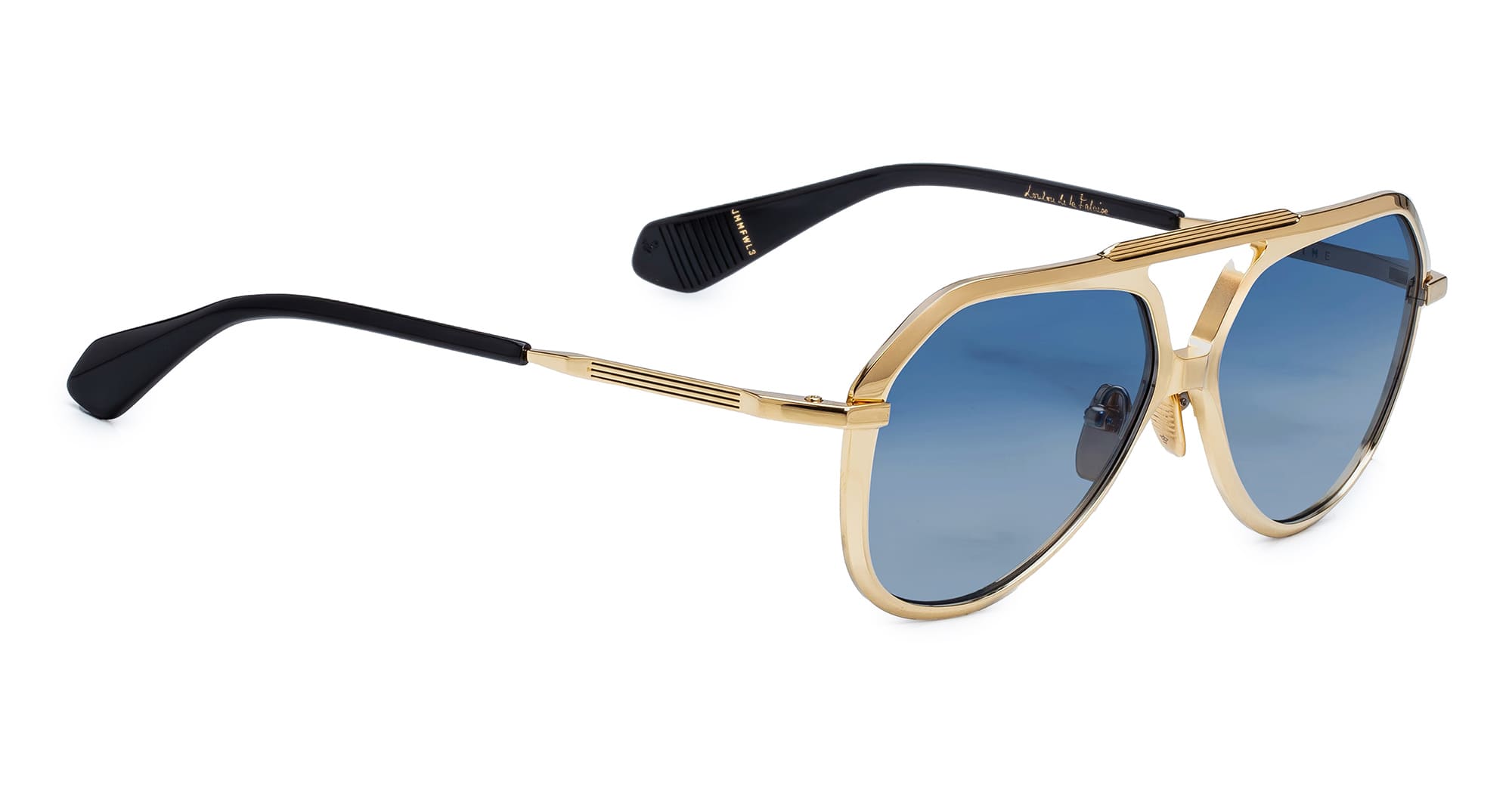Ottica Mondello Roma - Jacques Marie Mage - JMMFW-L2 - MAXIME - MANHATTAN - Acetate, titanium - shape Navigator - gold, black - EYEWEAR - SUNGLASSES - Unisex,Uomo,Donna,Women,Men - lens Gradient blue - Made In Japan
