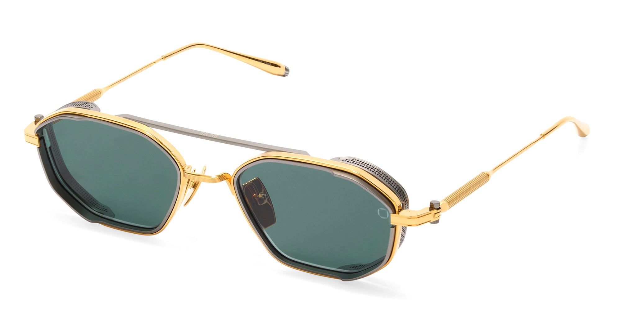 Ottica Mondello Roma - Akoni - AKS-508G-51 - ERIS-TWO - 18K GOLD  / PALLADIUM - Titanium - shape Octagonal - gold, silver - EYEWEAR - SUNGLASSES - Uomo,Men - lens Green - Made In Japan