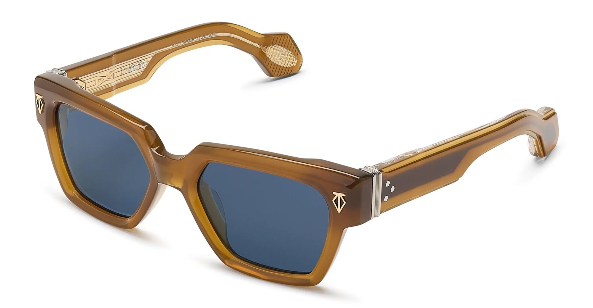 Ottica Mondello Roma - T HENRI - UAP - UTOPIA - PATINA - Acetate - shape Squared - brown - EYEWEAR - SUNGLASSES - Unisex,Uomo,Donna,Women,Men - lens Blue - Made In Japan