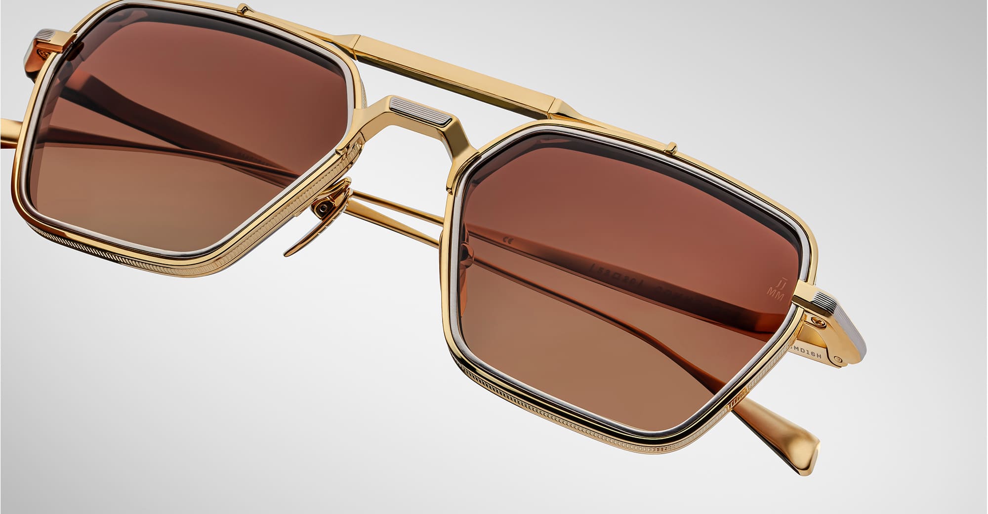 Ottica Mondello Roma - Jacques Marie Mage - JMMCMD-16H - COMMODORE - ROMA - Titanium - shape Squared - Gold - EYEWEAR - SUNGLASSES - Unisex,Uomo,Donna,Women,Men - lens Gradient brown - Made In Japan