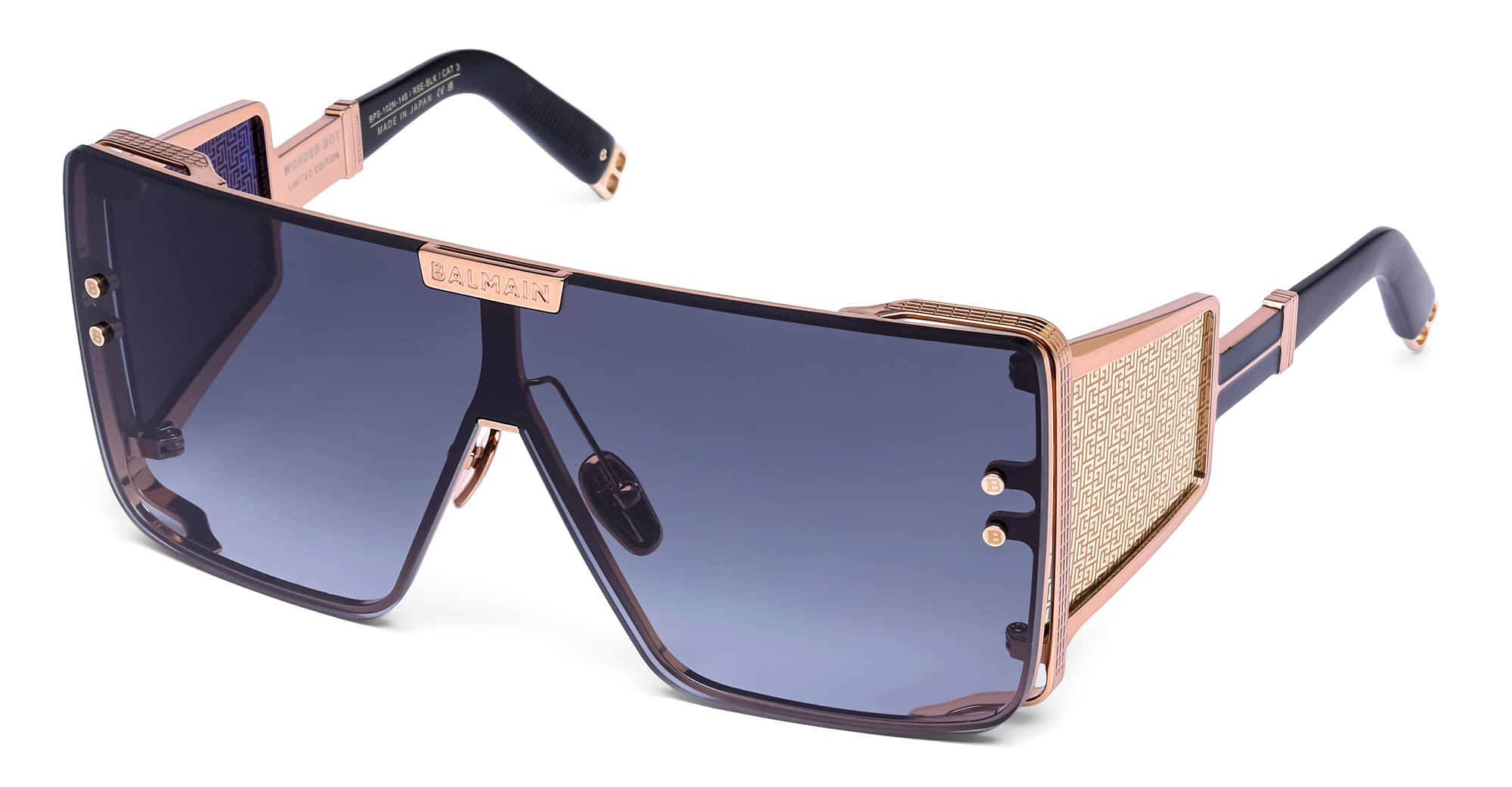  BLACK - Titanium - shape Mask - rose gold - EYEWEAR - SUNGLASSES - Unisex,Uomo,Donna,Women,Men - lens Gradient grey - Made In Japan