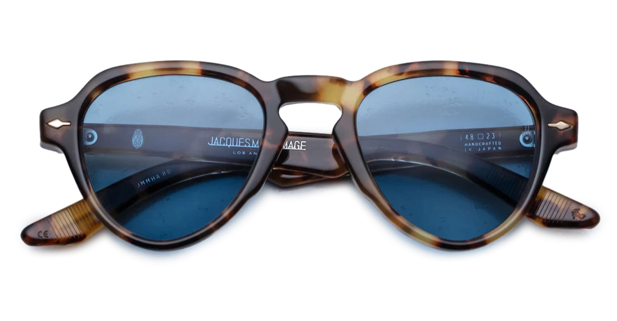 Ottica Mondello Roma - Jacques Marie Mage - JMMHA-8B - HATFIELD - HAVANA 8 - Acetate - shape Aviator - Havana - EYEWEAR - SUNGLASSES - Uomo,Men - lens Blue - Made In Japan