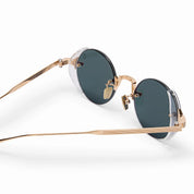 Ottica Mondello Roma - Akoni - AKS-519D-46 - JUPITER - SHINY 12K GOLD - Titanium - shape Round - black iron - EYEWEAR - SUNGLASSES - Unisex,Uomo,Donna,Women,Men - lens Green - Made In Japan