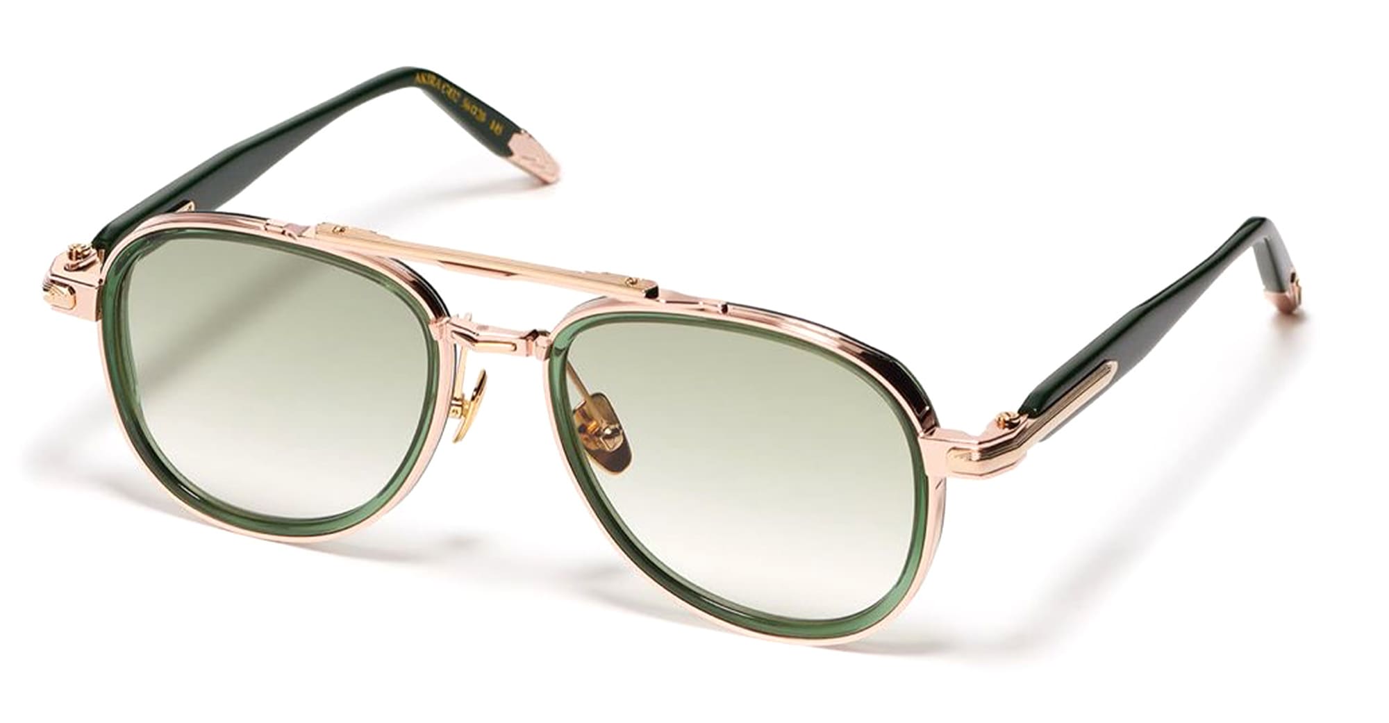 Ottica Mondello Roma - John Dalia - AKIRA-C432 - AKIRA - C432 Dark Green Translucid / Rose Gold - Metal - shape Aviator - green, gold - EYEWEAR - SUNGLASSES - Unisex,Uomo,Donna,Women,Men - lens Gradient green - Made In France