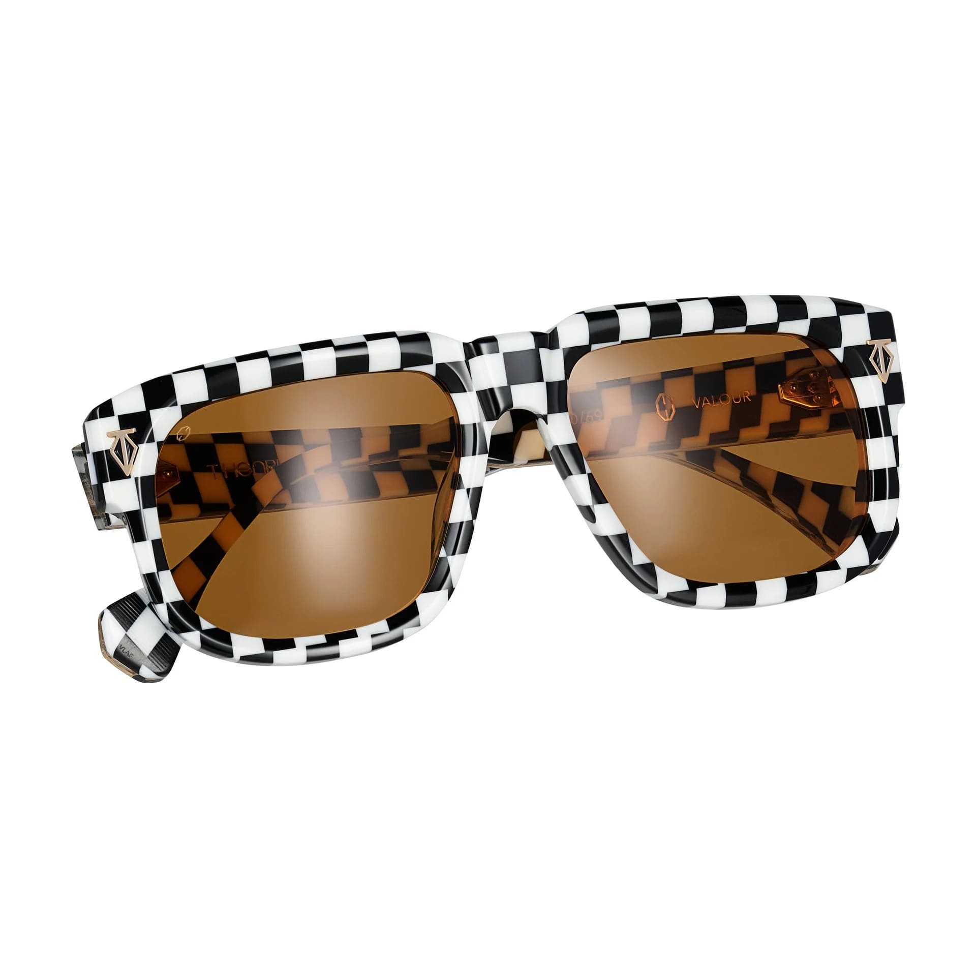 Ottica Mondello Roma - T HENRI - VLAF - VALOUR - FINISHLINE - Acetate - shape Squared - black, white - EYEWEAR - SUNGLASSES - Unisex,Uomo,Donna,Women,Men - lens orange - Made In Japan