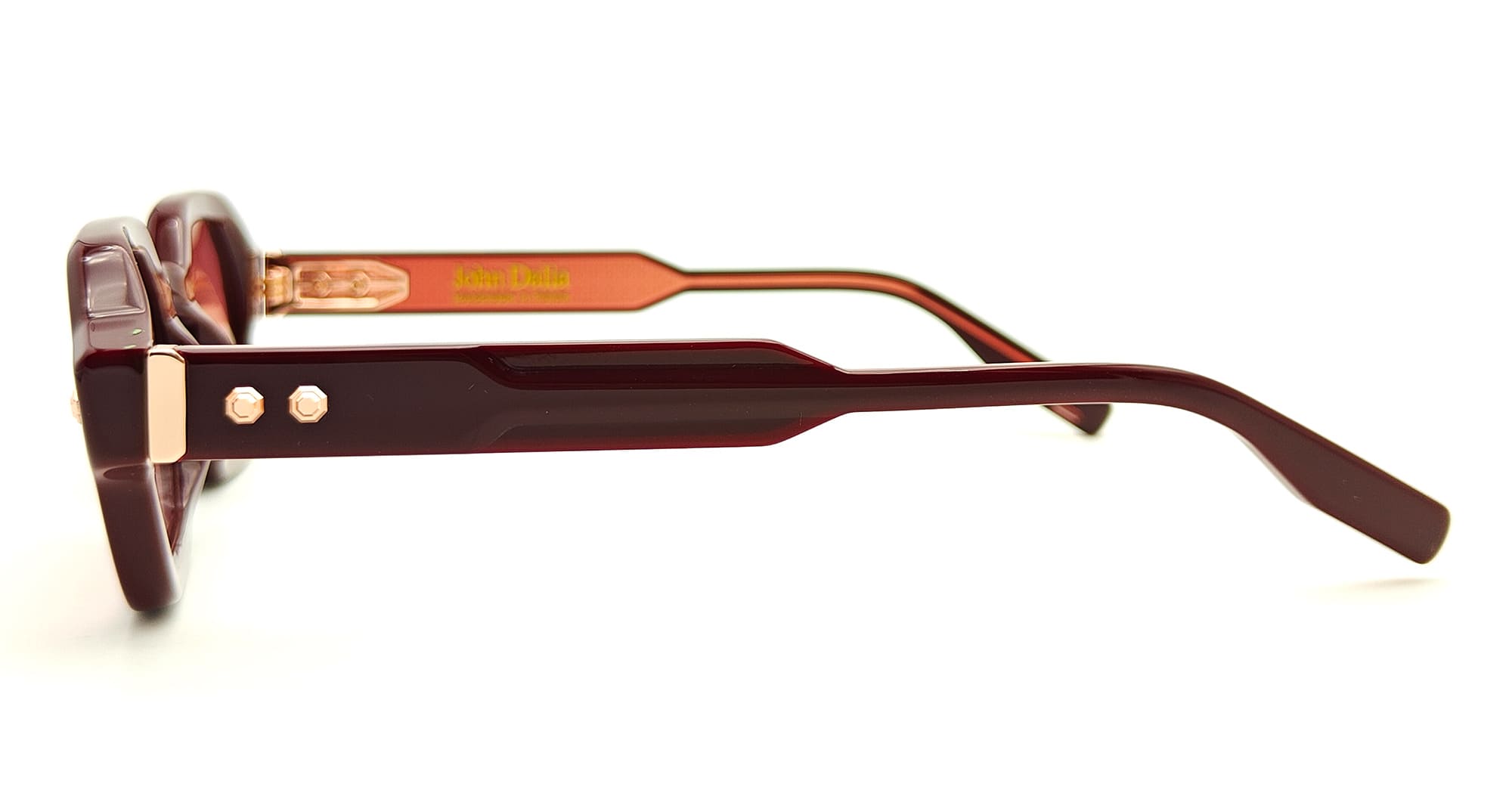 Ottica Mondello Roma - John Dalia - P05-C182 - PROJECT 05 - C182 - Deep Burgundy / Rose Gold - Acetate - shape Rectangular - burgundy - EYEWEAR - SUNGLASSES - Unisex,Uomo,Donna,Women,Men - lens red - Made In France