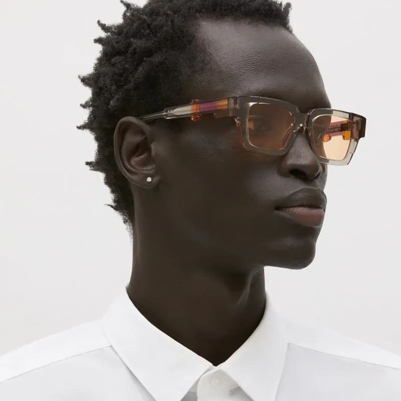 Ottica Mondello Roma - Kuboraum - KRSI01LWG000002R - MASK I01 LWG - LIGHT WARM GREY - Acetate - shape Rectangular - grey - EYEWEAR - SUNGLASSES - Unisex,Uomo,Donna,Women,Men - lens orange - Made In Italy
