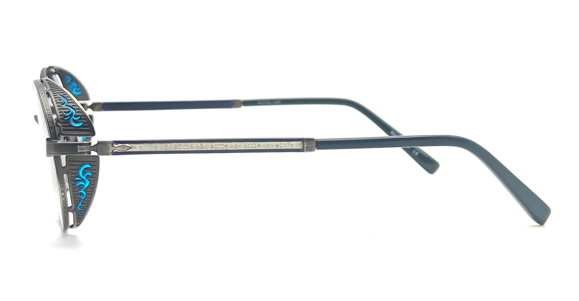 Ottica Mondello Roma - Matsuda - M3137.SG.AS-BL.51 - M3137 - ANTIQUE SILVER - Titanium - shape Oval - Silver - EYEWEAR - SUNGLASSES - Uomo,Men - lens Blue - Made In Japan