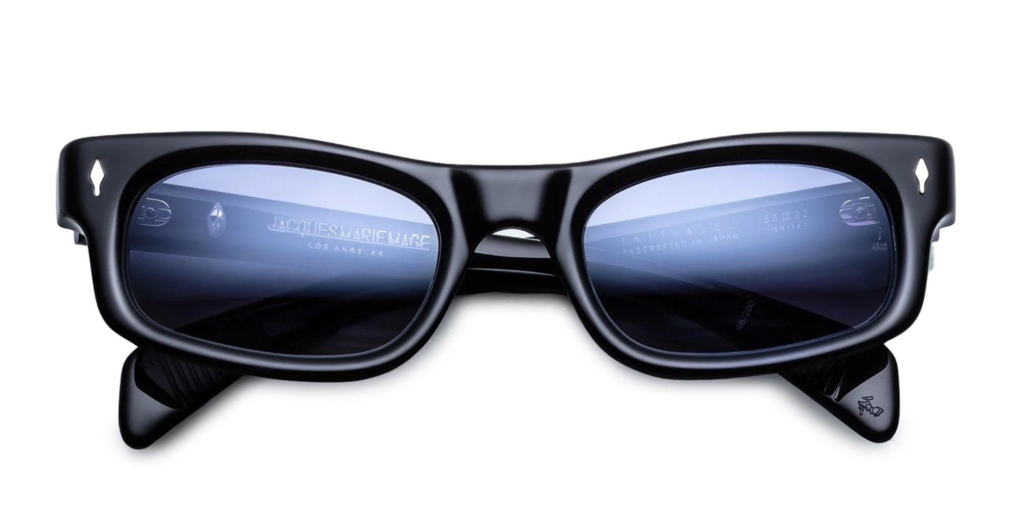 Ottica Mondello Roma - Jacques Marie Mage - JMMIT-K3 - INITIALS - BLACK MIRROR - Acetate - shape Rectangular - Black - EYEWEAR - SUNGLASSES - Unisex,Uomo,Donna,Women,Men - lens Grey - Made In Japan