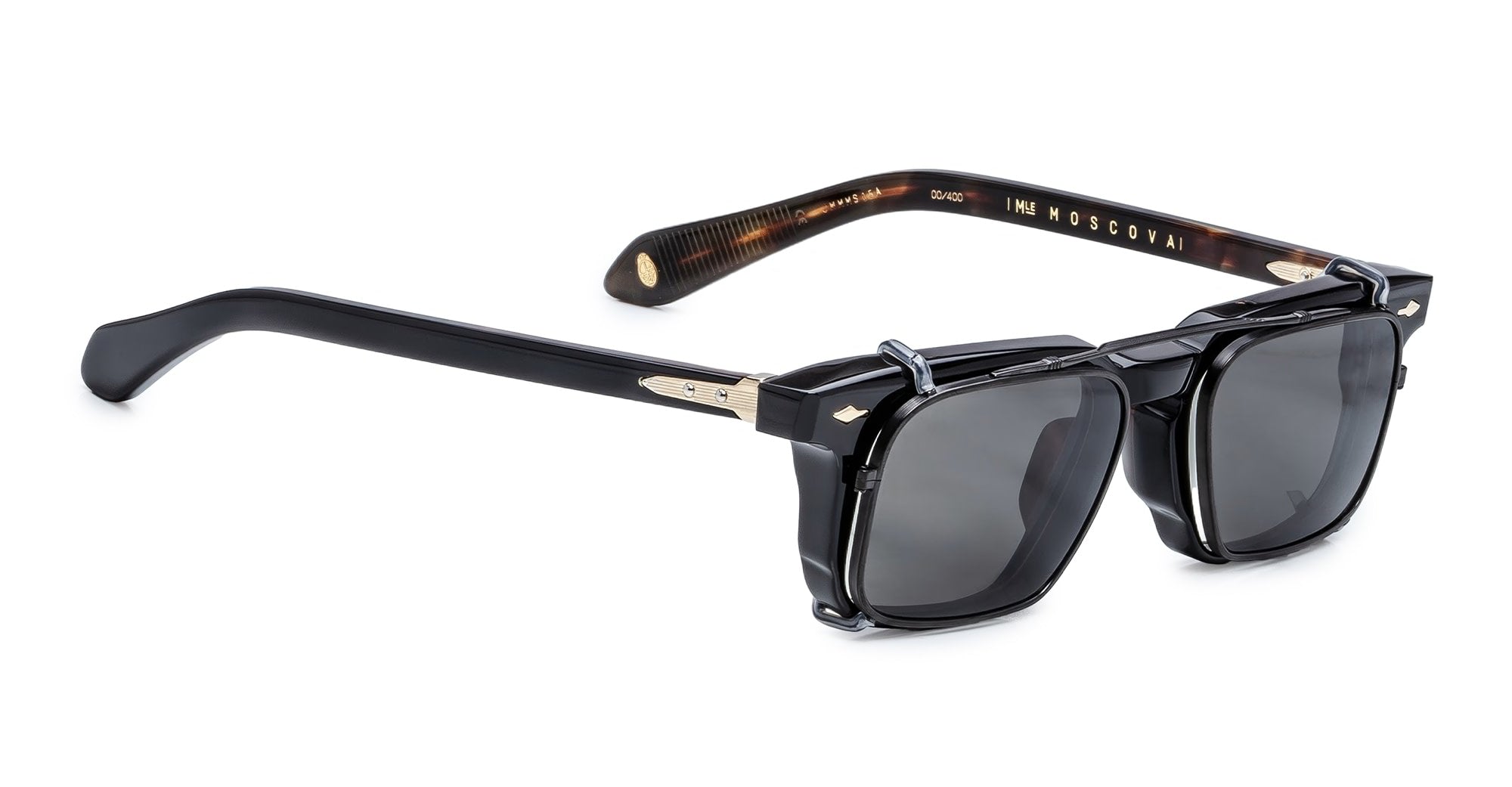 Ottica Mondello Roma - Jacques Marie Mage - JMMMSCP-88 - MOSCOVA CLIP ON - BLACK - Titanium - shape Rectangular - Black - EYEWEAR - SUNGLASSES - Unisex,Uomo,Donna,Women,Men - lens Black - Made In Japan