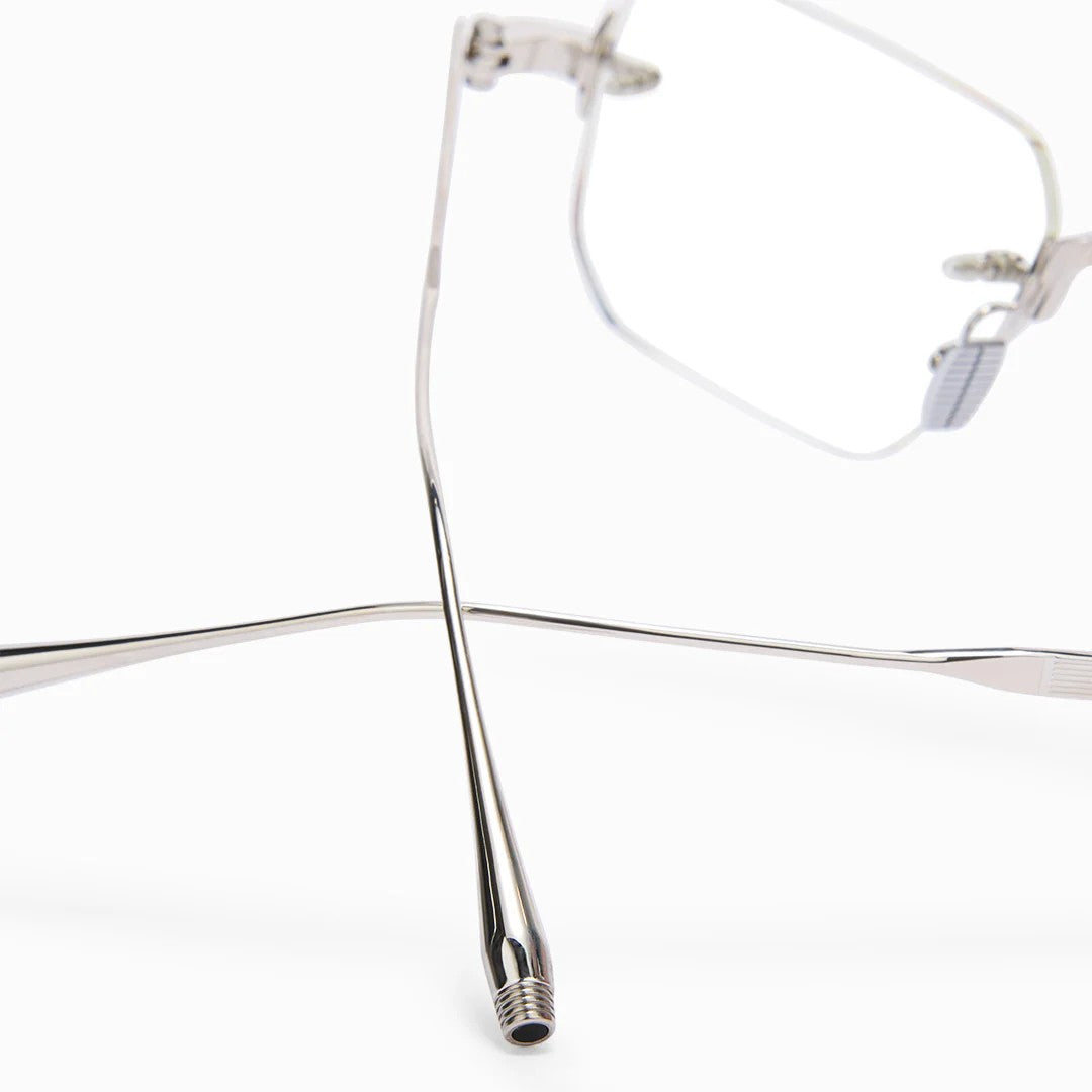 Ottica Mondello Roma - Akoni - AKX-540B-55 - JUNO-FOUR - SHINY SILVER - Titanium - shape Rectangular - Gold - EYEWEAR - EYEGLASSES - Unisex,Uomo,Donna,Women,Men - lens Clear - Made In Japan