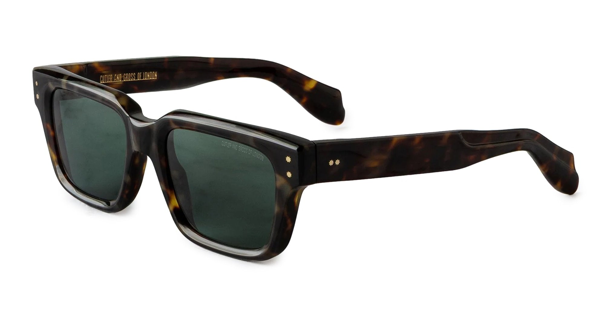 Ottica Mondello Roma - Cutler and Gross - CGSN-1434-53-02 - 1434 - HAVANA - Acetate - shape Squared - Black - EYEWEAR - SUNGLASSES - Unisex,Uomo,Donna,Women,Men - lens Green - Made In Italy