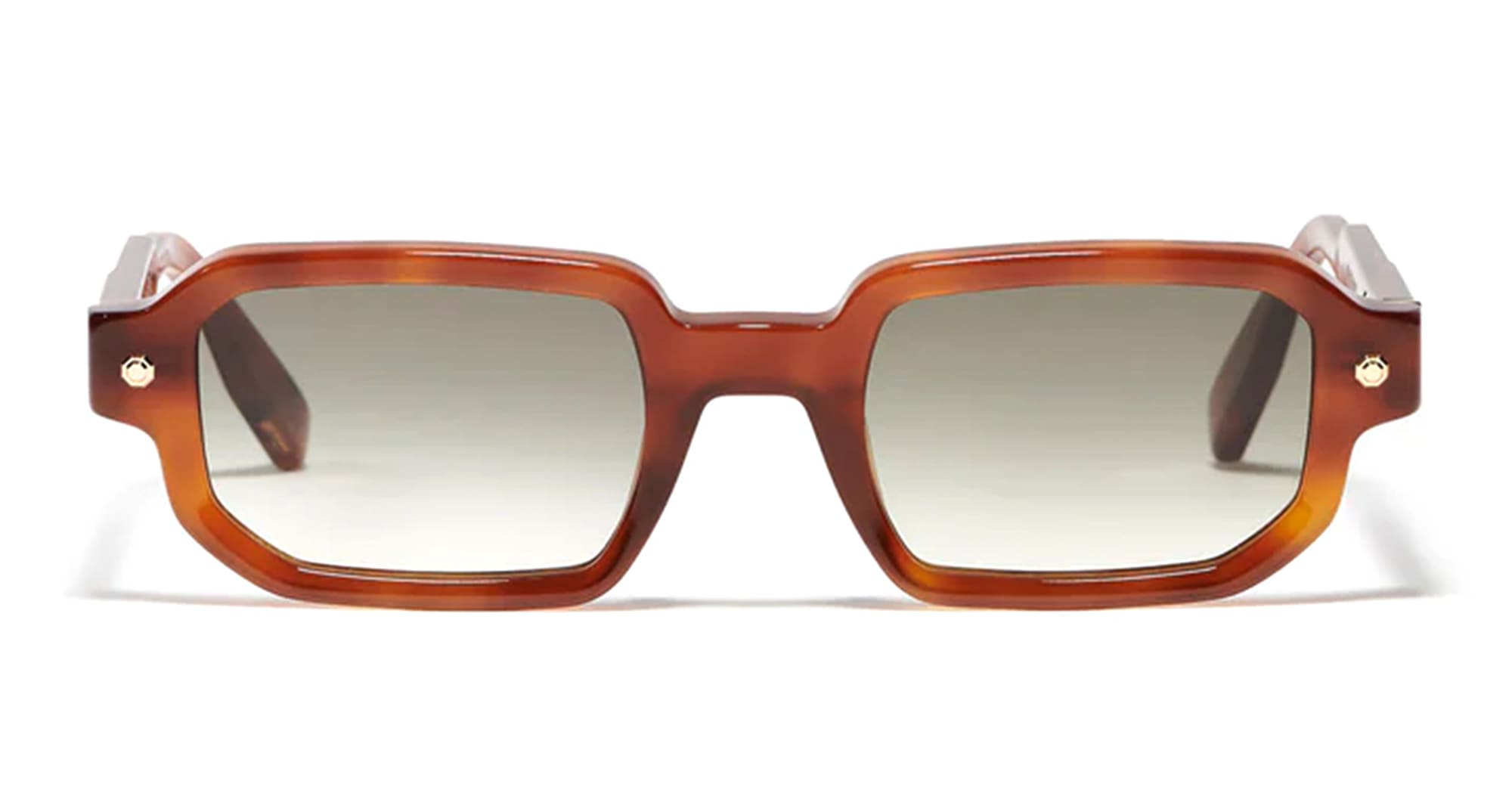  Rose Gold - Acetate - shape Squared - brown - EYEWEAR - SUNGLASSES - Unisex,Uomo,Donna,Women,Men - lens Gradient green - Made In France