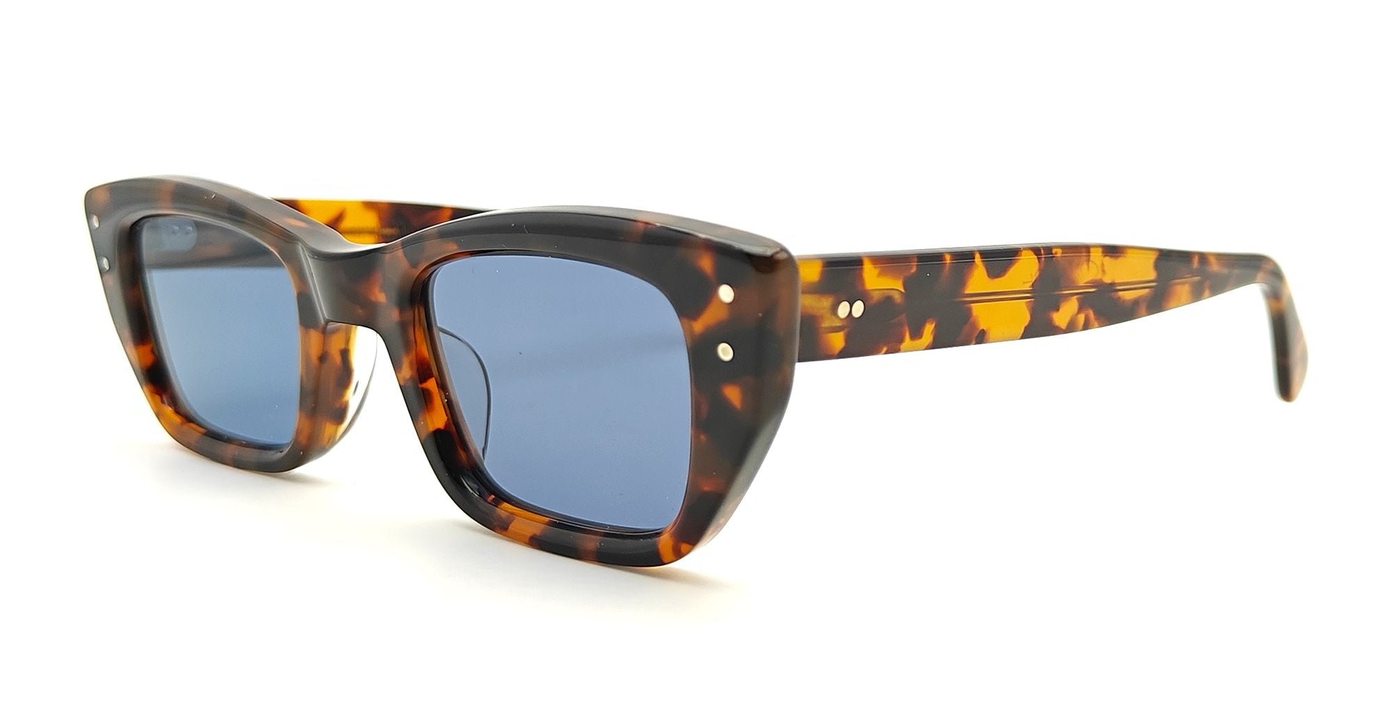  DARK BLUE LENS - Acetate - shape Rectangular - Tortoise - EYEWEAR - SUNGLASSES - Unisex,Uomo,Donna,Women,Men - lens Blue - Made In Japan