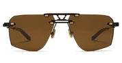 Ottica Mondello Roma - T HENRI - STR - SPEKTRE - TRAVERSE - Titanium - shape Squared - Black, gold - EYEWEAR - SUNGLASSES - Unisex,Uomo,Donna,Women,Men - lens Brown - Made In Japan