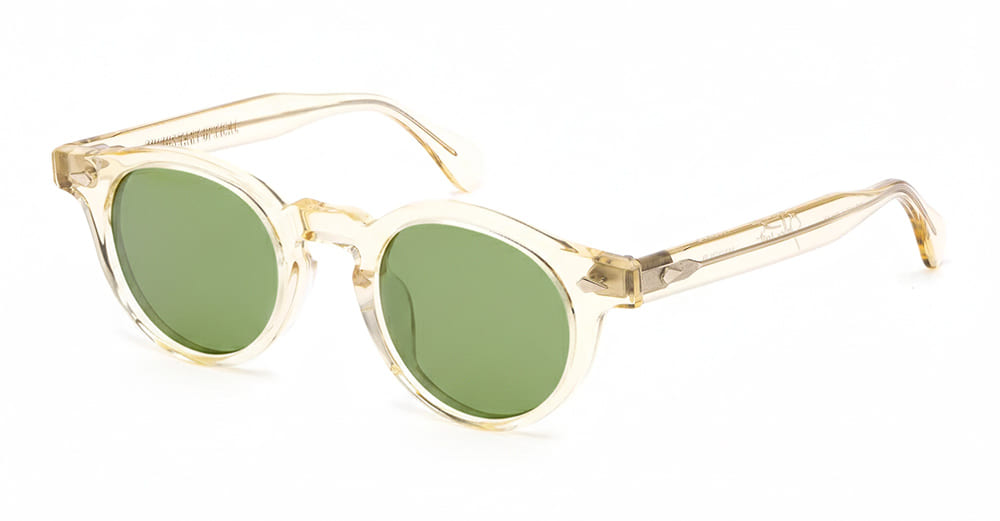  SOLID GREEN LENS - Acetate - shape Panto - Champagne - EYEWEAR - SUNGLASSES - Unisex,Uomo,Donna,Women,Men - lens Green - Made In Japan