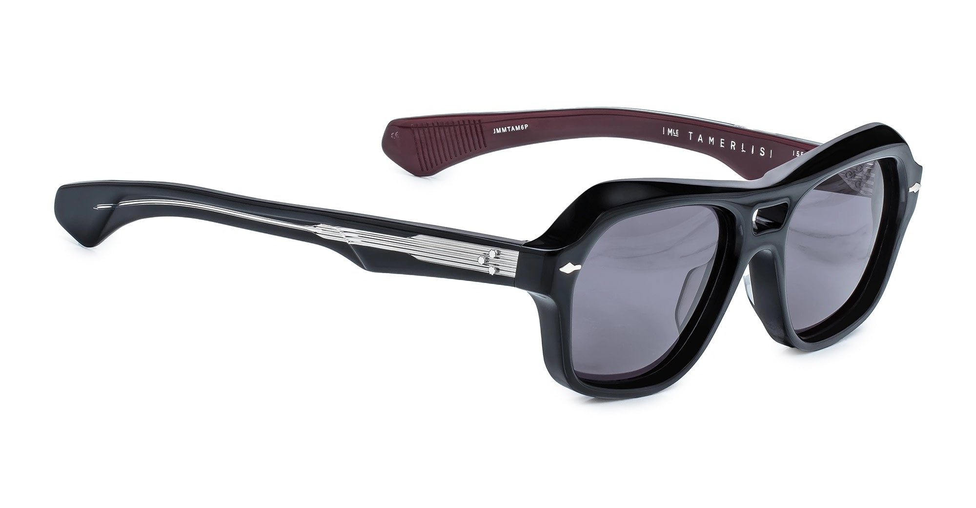 Ottica Mondello Roma - Jacques Marie Mage - JMMTAM-6P - TAMERLIS - BLOODSTONE - Acetate - shape Squared - Black, Red - EYEWEAR - SUNGLASSES - Unisex,Uomo,Donna,Women,Men - lens Grey - Made In Japan