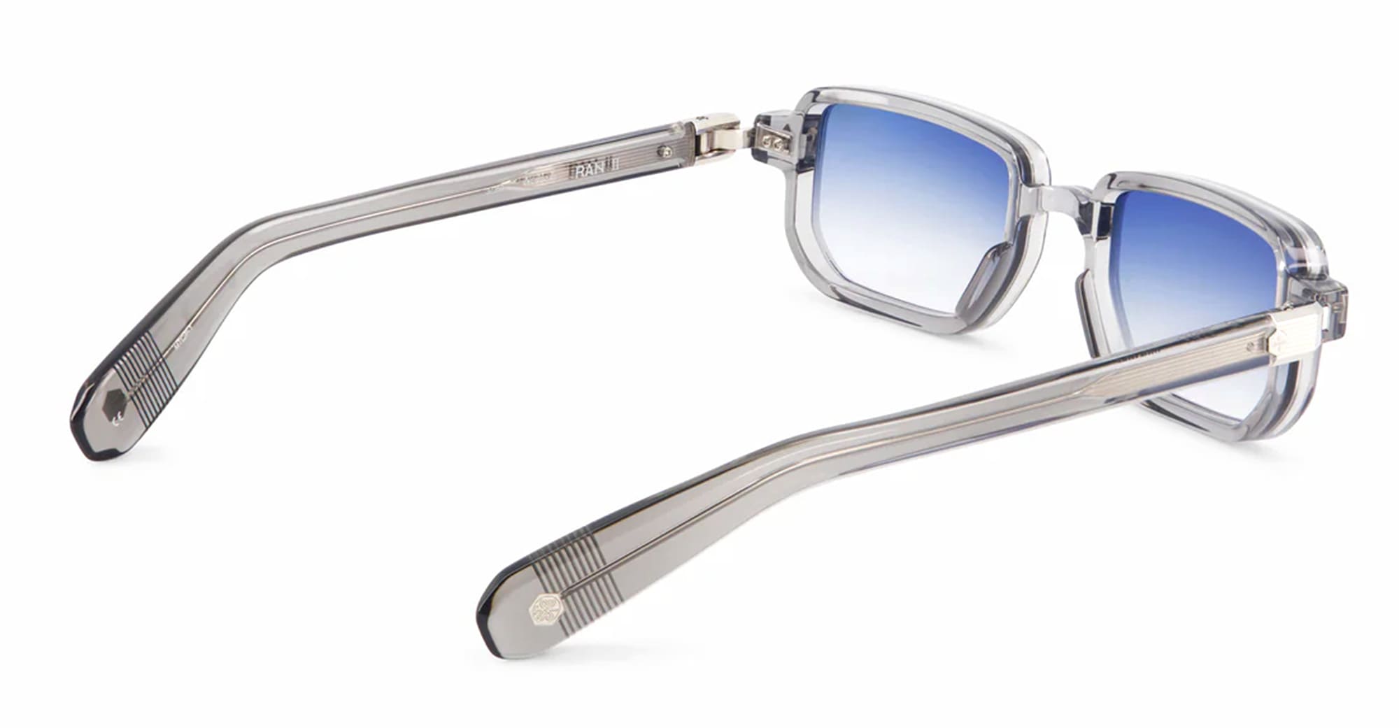 Ottica Mondello Roma - Sato - Ran-II-MTC-P-1 - RAN II - METEOR GREY / PLATINUM - Acetate - shape Rectangular - grey - EYEWEAR - SUNGLASSES - Unisex,Uomo,Donna,Women,Men - lens Gradient blue - Made In Japan