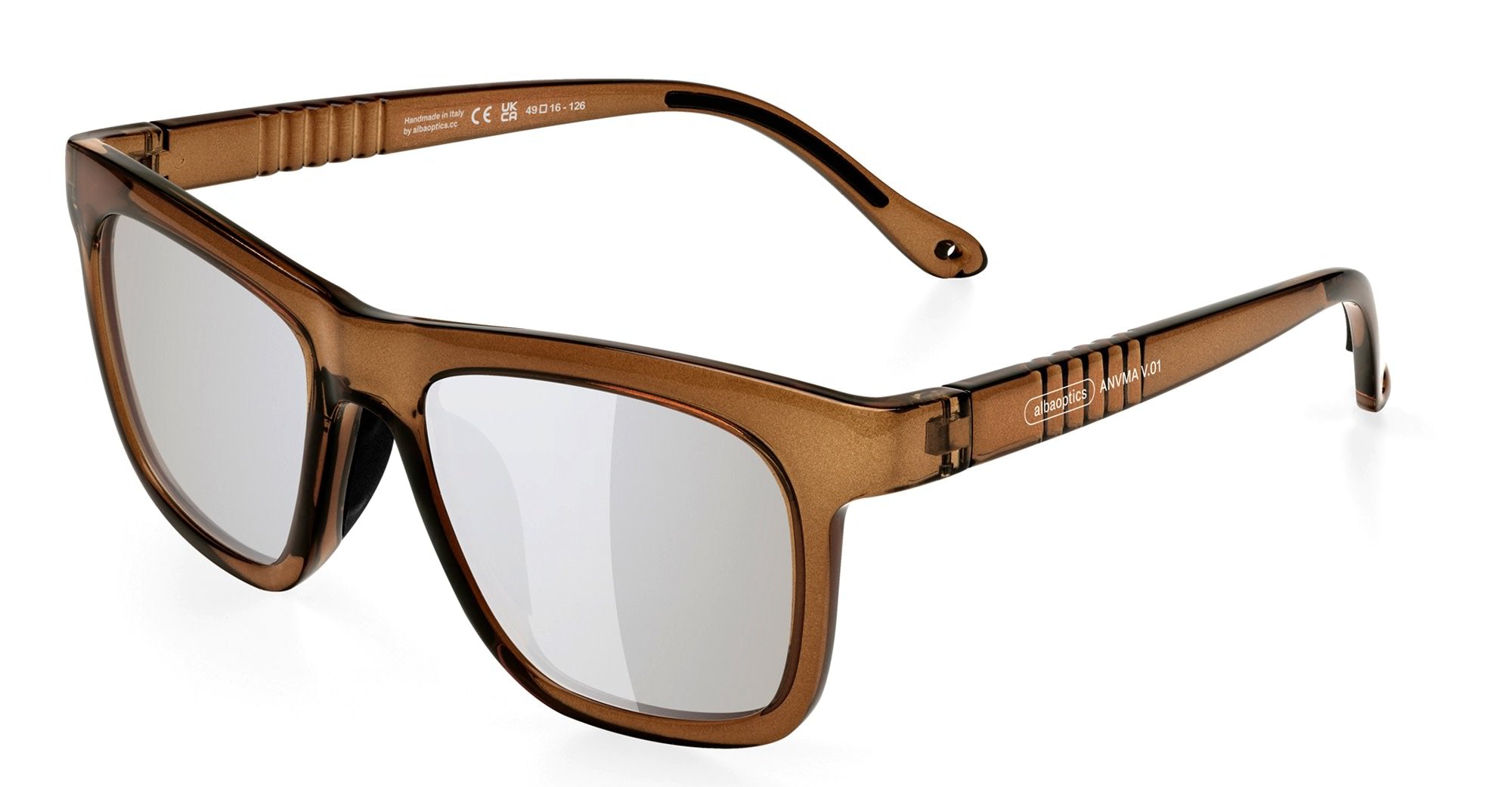 Ottica Mondello Roma - Alba Optics - 8050054517186 - ANVMA V.01 - BROWN GLOSSY / VZUM F-LENS ROCKET - Tr90 - shape Squared - brown - EYEWEAR - SUNGLASSES - Unisex,Uomo,Donna,Women,Men - lens Grey - Made In Italy