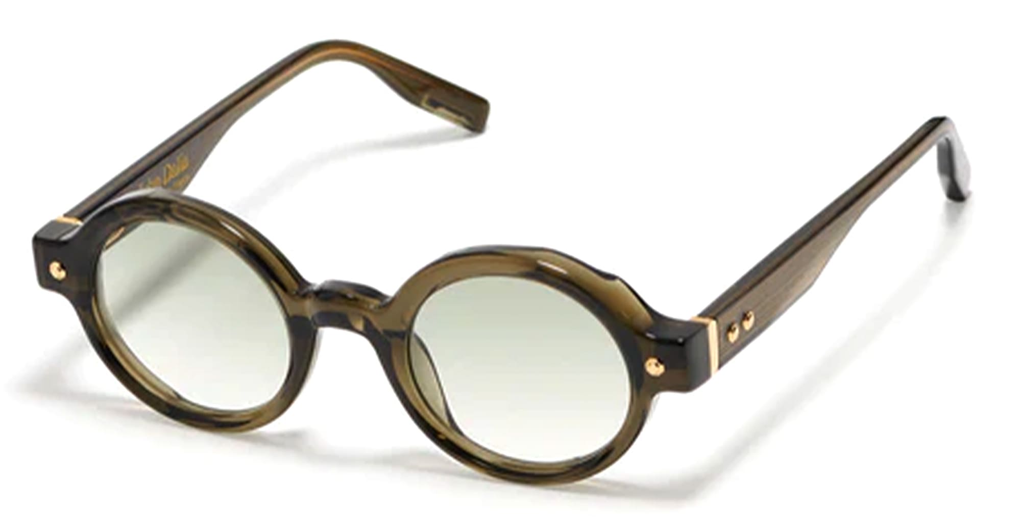Ottica Mondello Roma - John Dalia - P13-C163-46 - Project 13 (46) - C163 Olive Translucid / Gold - Acetate - shape Round - green, gold - EYEWEAR - SUNGLASSES - Unisex,Uomo,Donna,Women,Men - lens Gradient green - Made In France