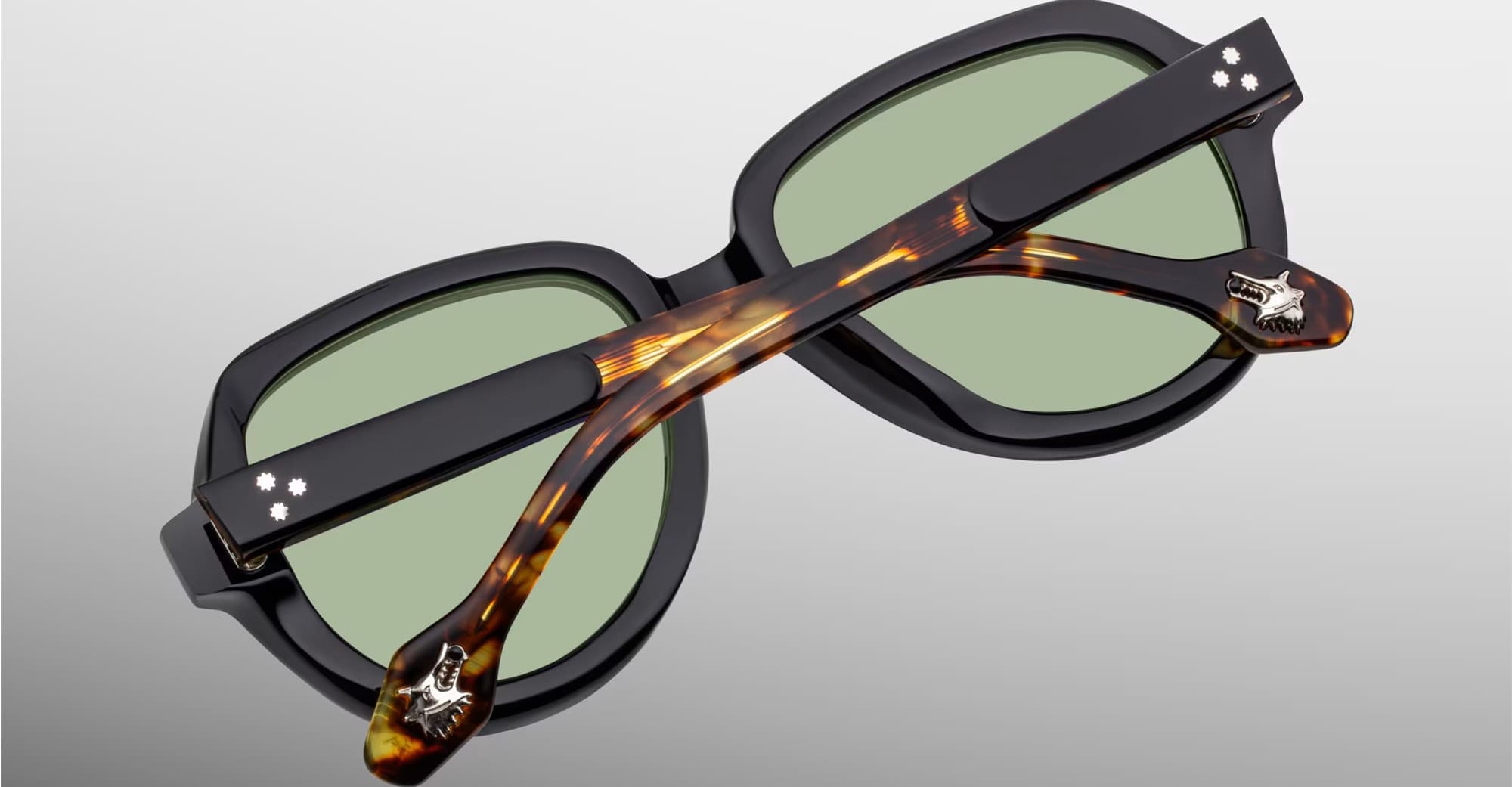 Ottica Mondello Roma - Jacques Marie Mage - JMMOU-K24 - LOUISE - LONDRES - Acetate - shape Round - black, tortoise - EYEWEAR - SUNGLASSES - Donna,Women - lens Green - Made In Japan