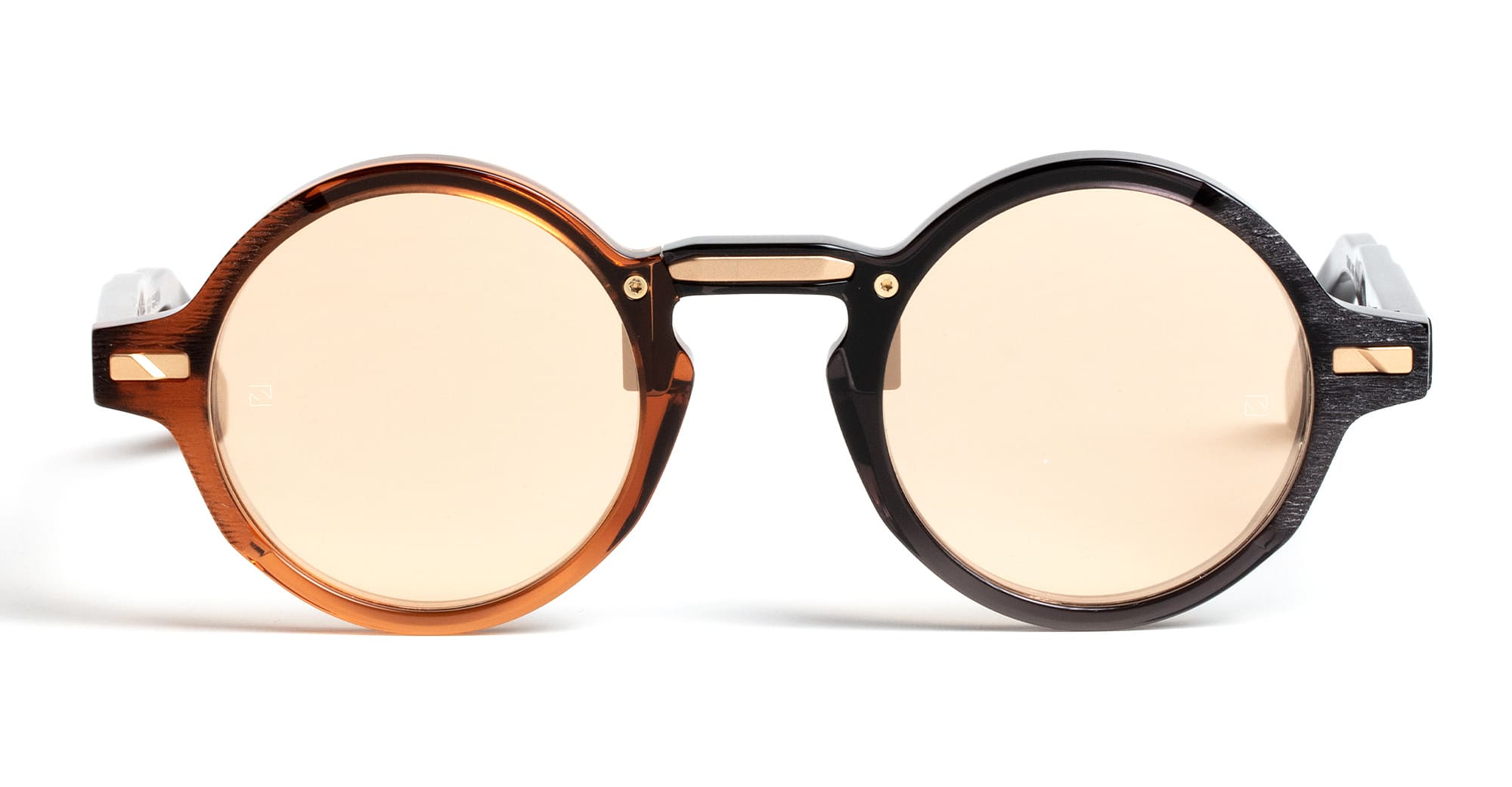  GOLD LENS - Acetate - shape Round - black, brown - EYEWEAR - SUNGLASSES - Uomo,Men - lens Gold - Made In Italy