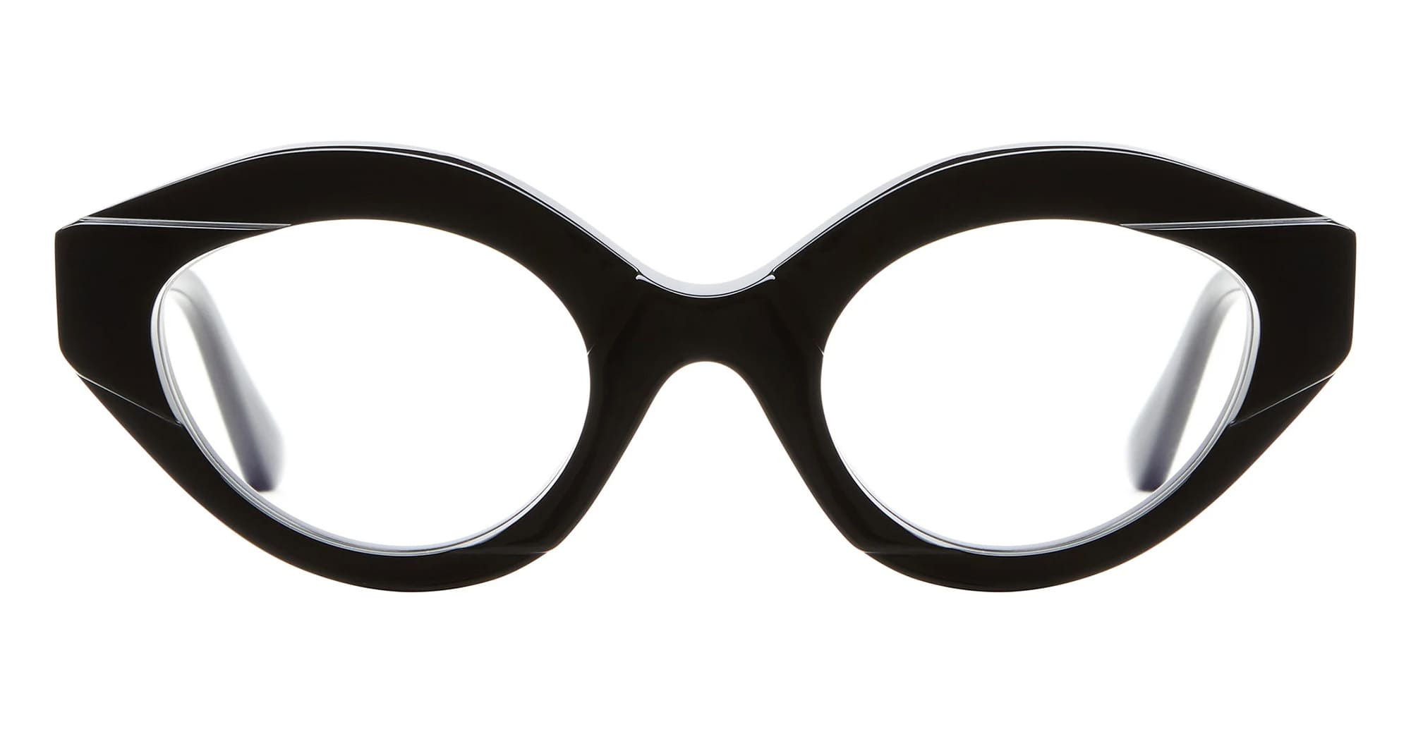 Ottica Mondello Roma - Kuboraum - KROK44BS000000OP - MASK K44 BS - BLACK SHINE RX - Acetate - shape Cat-eye - Black - EYEWEAR - EYEGLASSES - Unisex,Uomo,Donna,Women,Men - lens Clear - Made In Italy