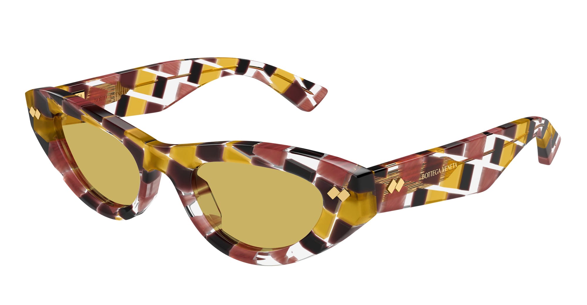 Ottica Mondello Roma - Bottega Veneta - BV1350S-003 - BV1350S-003 - MULTICOLOR - Acetate - shape Cat-eye - brown - EYEWEAR - SUNGLASSES - Donna,Women - lens yellow - Made In Japan