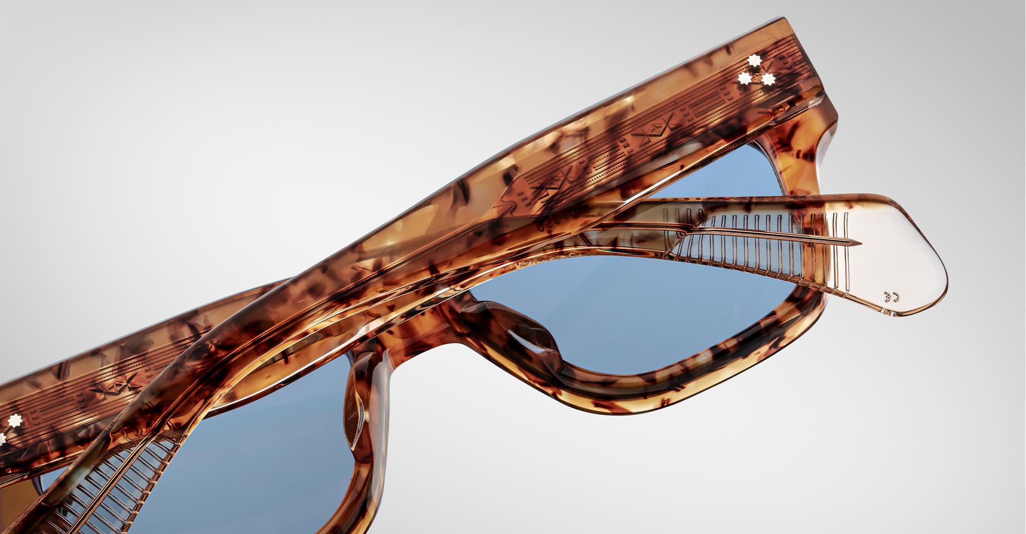 Ottica Mondello Roma - Jacques Marie Mage - JMMFE-13U - FELLINI - CAIRO - Acetate - shape Squared - Havana - EYEWEAR - SUNGLASSES - Unisex,Uomo,Donna,Women,Men - lens Blue - Made In Japan