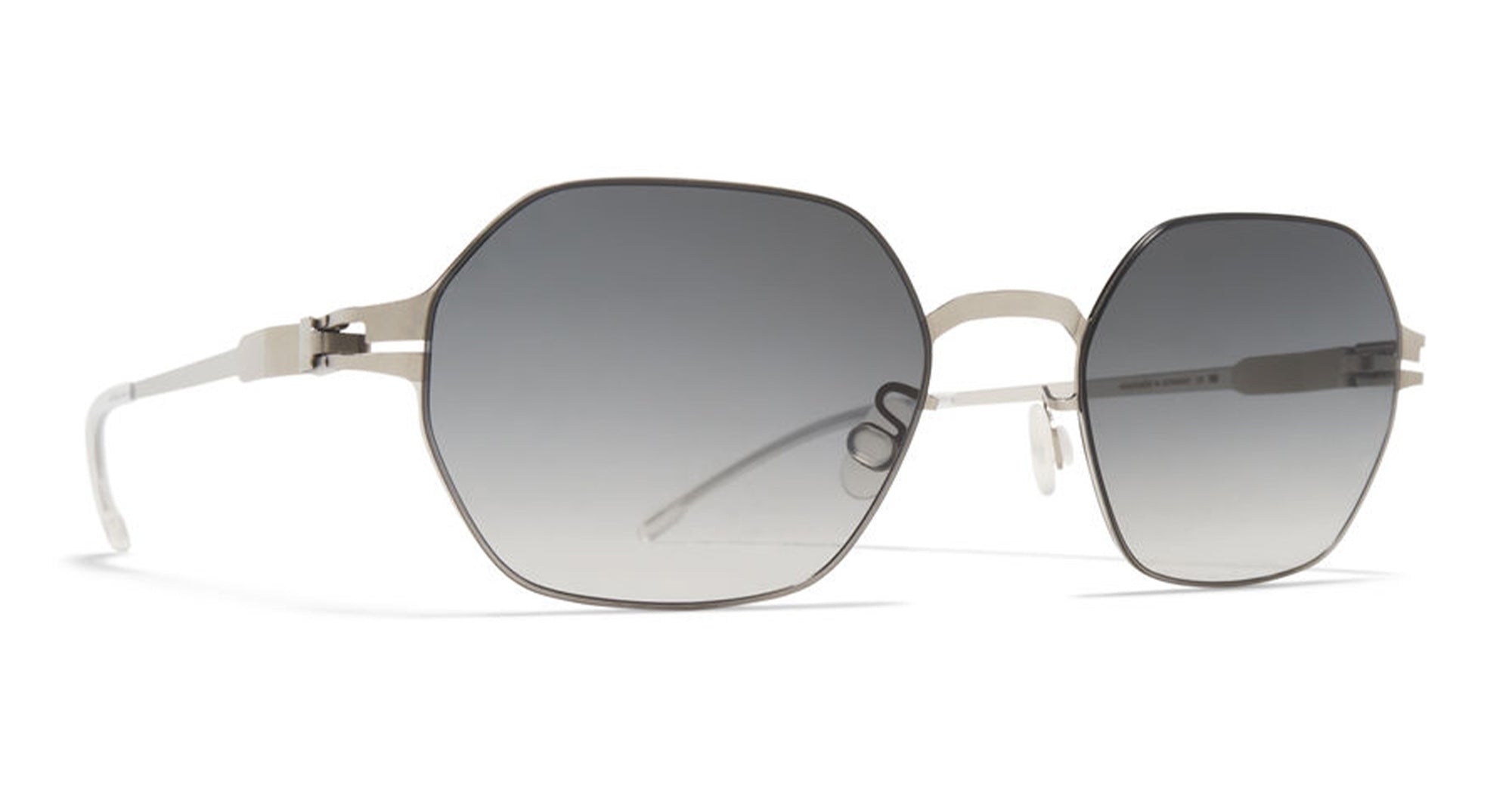  SILVER - stainless steel - shape Hexagonal - Silver - EYEWEAR - SUNGLASSES - Unisex,Uomo,Donna,Women,Men - lens Gradient grey - Made In Germany