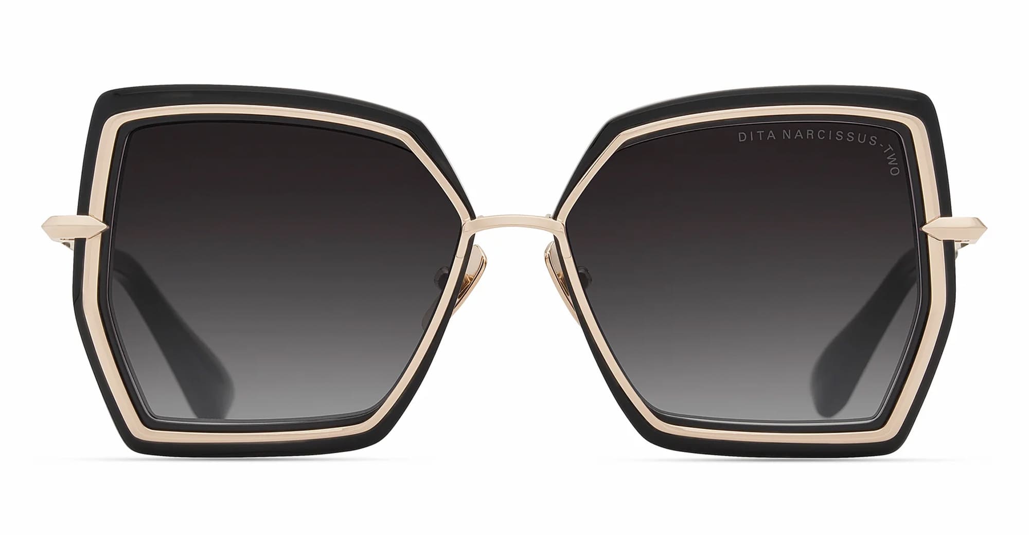 Ottica Mondello Roma - DITA - DTS479-A-01 - NARCISSUS-TWO - WHITE GOLD / BLACK - titanium, acetate - shape Squared - white gold - EYEWEAR - SUNGLASSES - Donna,Women - lens Gradient grey - Made In Japan