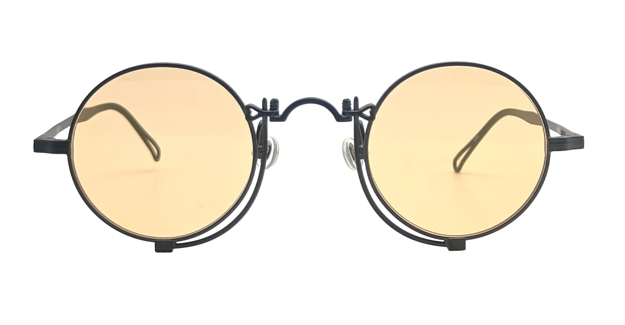  CAFE ORANGE - Titanium - shape Round - black matte - EYEWEAR - SUNGLASSES - Uomo,Men - lens orange - Made In Japan