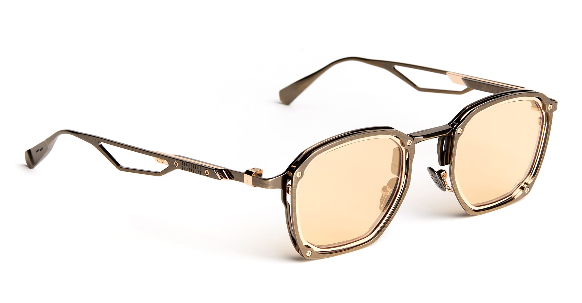 Ottica Mondello Roma - Movitra - TRINITAS 01-C3 - TRINITAS 01 - C3 Antique Gunmetal / Gold Lens - Titanium - shape Squared - grey - EYEWEAR - SUNGLASSES - Uomo,Men - lens Gold - Made In Italy