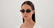 Ottica Mondello Roma - Bottega Veneta - BV1346S-001 - BV1346S-001 - BLACK / GOLD - Acetate - shape Cat-eye - Black, gold - EYEWEAR - SUNGLASSES - Donna,Women - lens Grey - Made In Japan