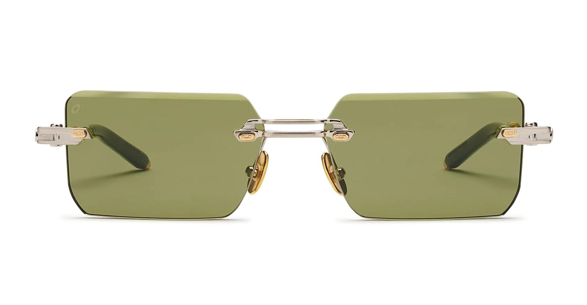 Ottica Mondello Roma - T HENRI - EMA - EVIJA - ANOMOLY - Titanium - shape Rectangular - silver, gold - EYEWEAR - SUNGLASSES - Unisex,Uomo,Donna,Women,Men - lens Green - Made In Japan