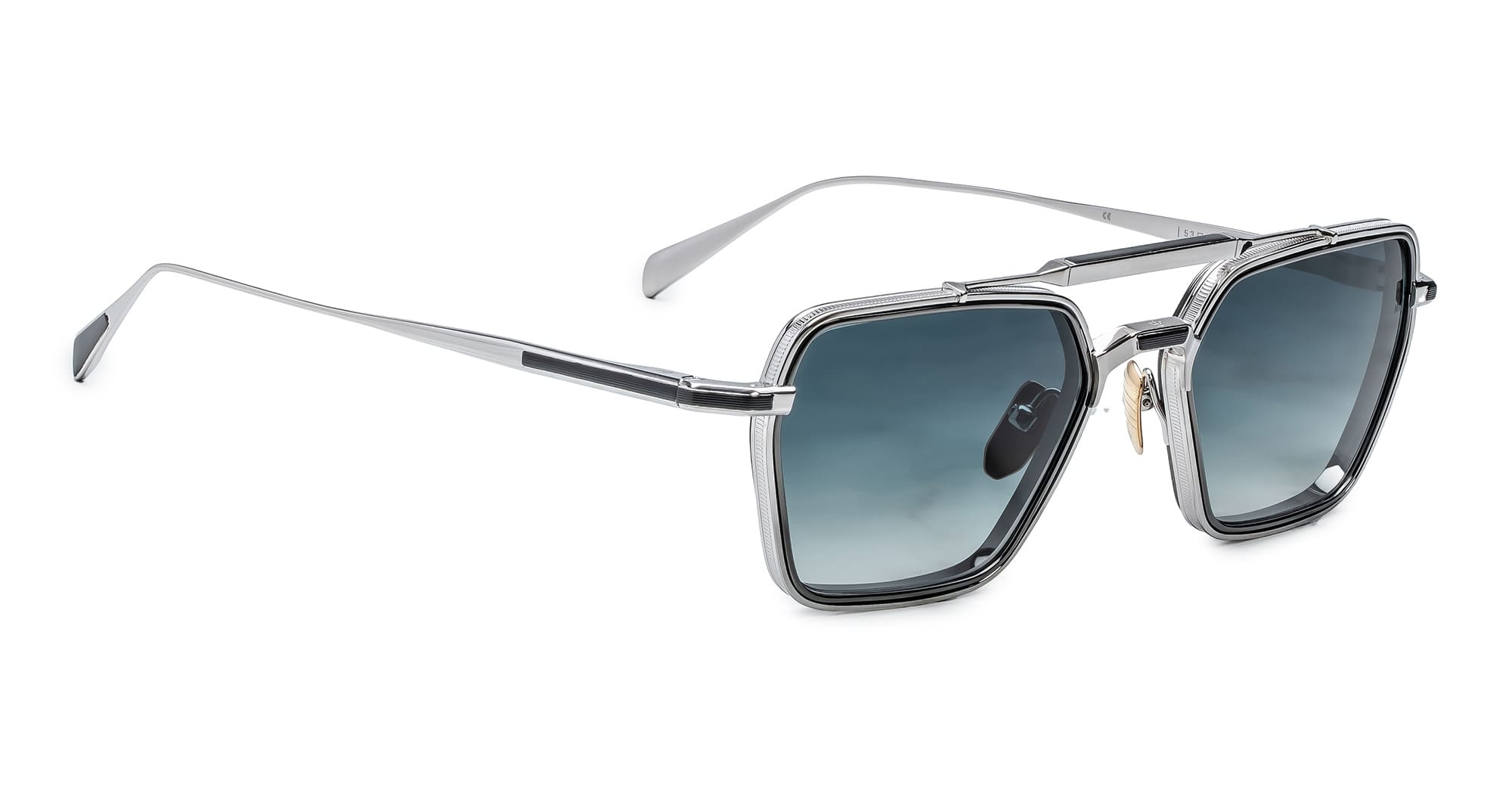 Ottica Mondello Roma - Jacques Marie Mage - JMMCMD-P3 - COMMODORE - PACIFIC - Titanium - shape Squared - Silver - EYEWEAR - SUNGLASSES - Unisex,Uomo,Donna,Women,Men - lens Gradient blue - Made In Japan