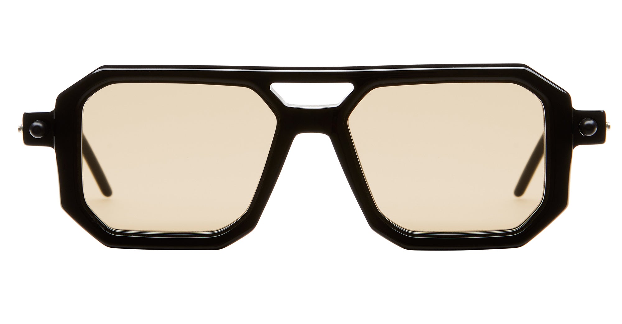 Ottica Mondello Roma - Kuboraum - KRS0P8BYB000002M - MASK P8 - BLACK / IVORY - Acetate - shape Navigator - black, ivory - EYEWEAR - SUNGLASSES - Unisex,Uomo,Donna,Women,Men - lens light brown - Made In Italy