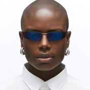 Ottica Mondello Roma - Kuboraum - KRSH34BM000000BT - MASK H34 BM - BLACK MATTE - Metal - shape Mask - Black - EYEWEAR - SUNGLASSES - Unisex,Uomo,Donna,Women,Men - lens Blue - Made In Italy