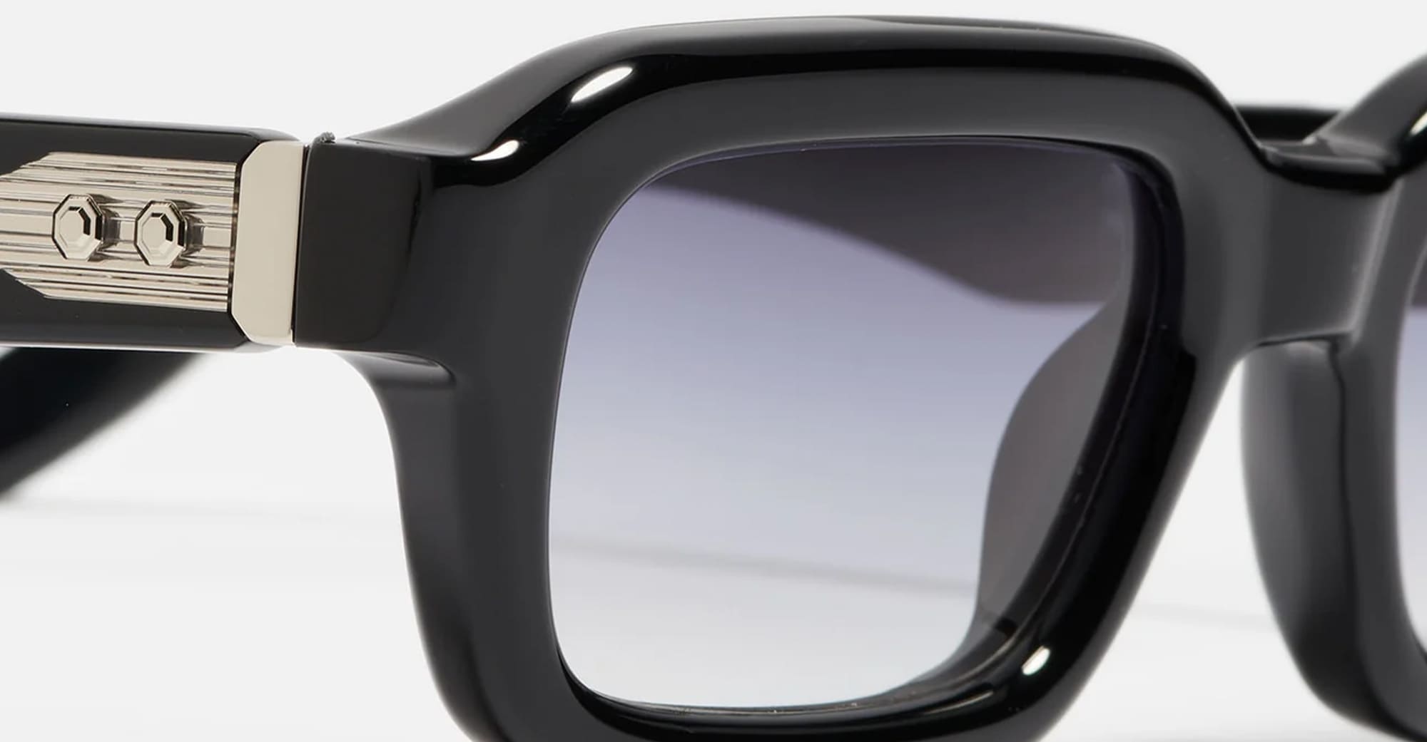 Ottica Mondello Roma - John Dalia - P15-C605 - PROJECT 15 -  C605 Shiny Black / Silver Plated - Acetate - shape Rectangular - black, silver - EYEWEAR - SUNGLASSES - Unisex,Uomo,Donna,Women,Men - lens Gradient blue - Made In France