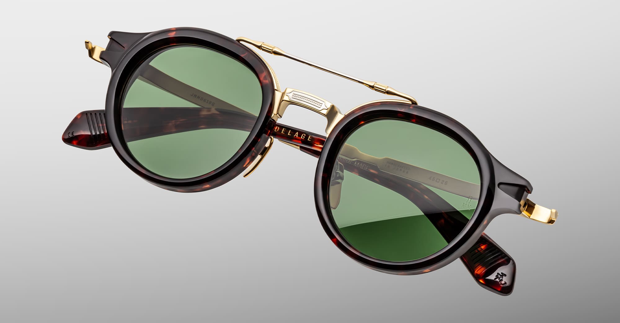 Ottica Mondello Roma - Jacques Marie Mage - JMMDG-18Q - DELAGE - ETNA - Acetate, titanium - shape Round - Havana - EYEWEAR - SUNGLASSES - Unisex,Uomo,Donna,Women,Men - lens Green - Made In Japan