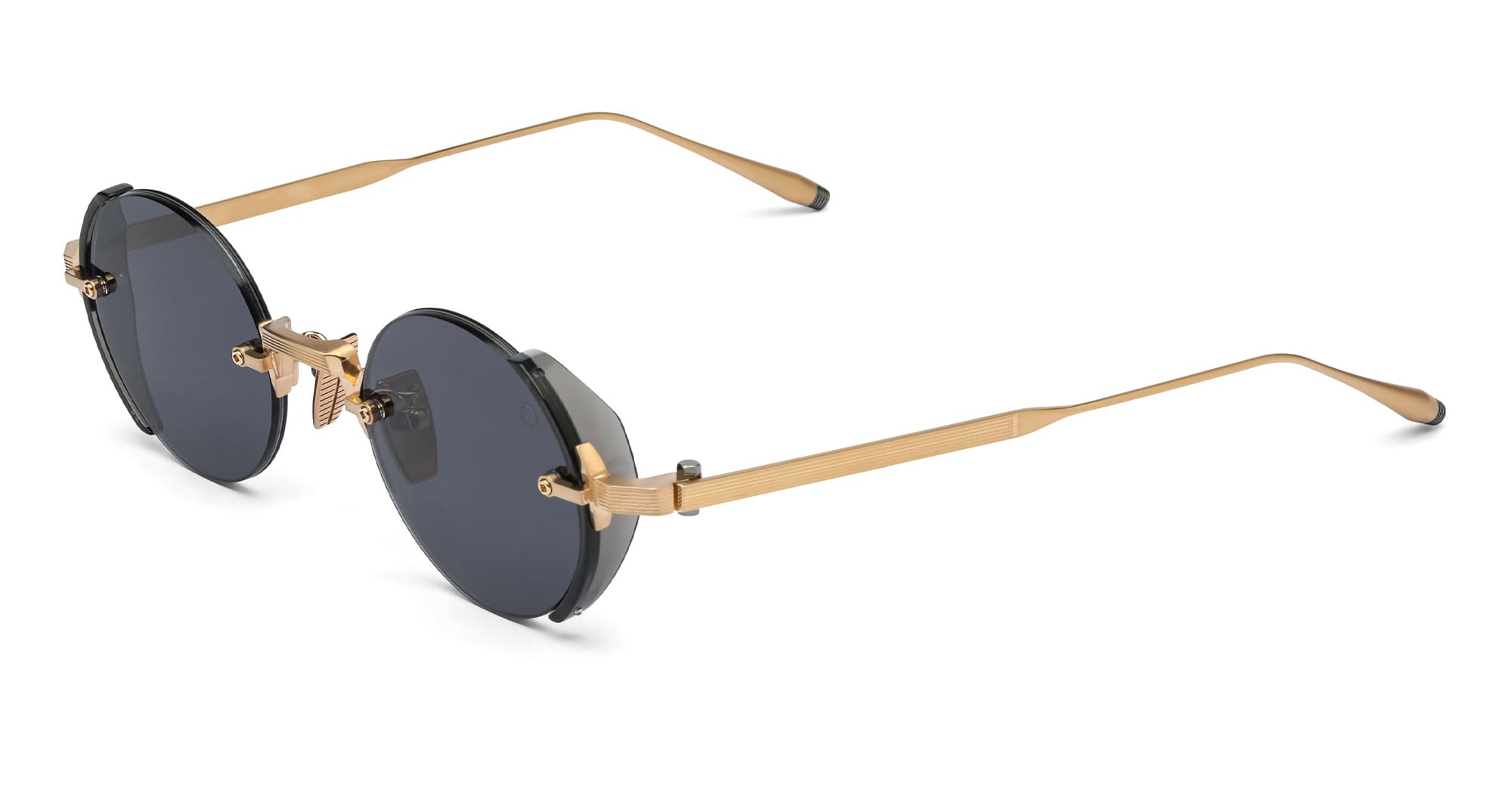  CRYSTAL BLACK - Titanium - shape Round - gold, black - EYEWEAR - SUNGLASSES - Uomo,Men - lens dark grey - Made In Japan