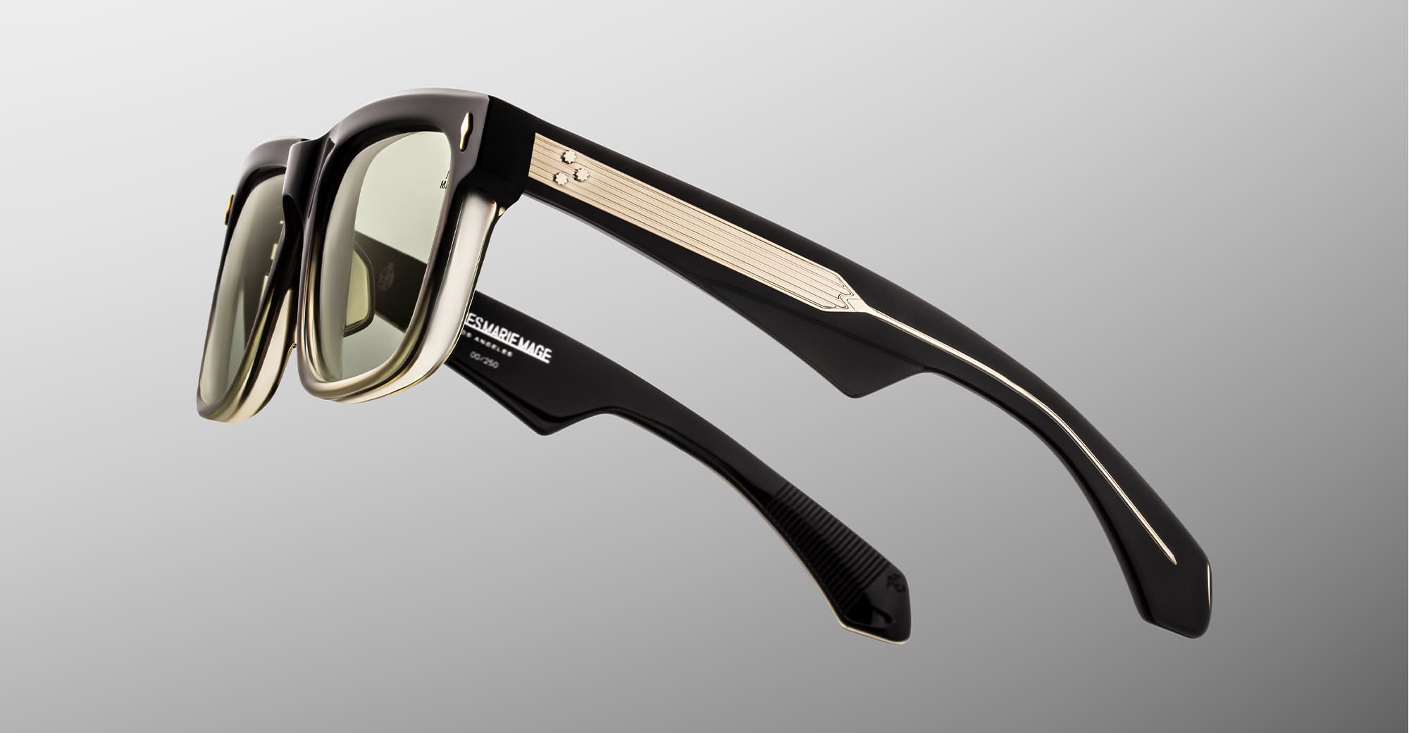 Ottica Mondello Roma - Jacques Marie Mage - JMMHYS-3R - HYANNIS - BLACK FADE - Acetate - shape Rectangular - Black - EYEWEAR - SUNGLASSES - Unisex,Uomo,Donna,Women,Men - lens light green - Made In Japan