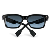 Ottica Mondello Roma - T HENRI - DAN - DAYTONA - INFINITY - Acetate - shape Squared - Black - EYEWEAR - SUNGLASSES - Unisex,Uomo,Donna,Women,Men - lens Blue - Made In Japan