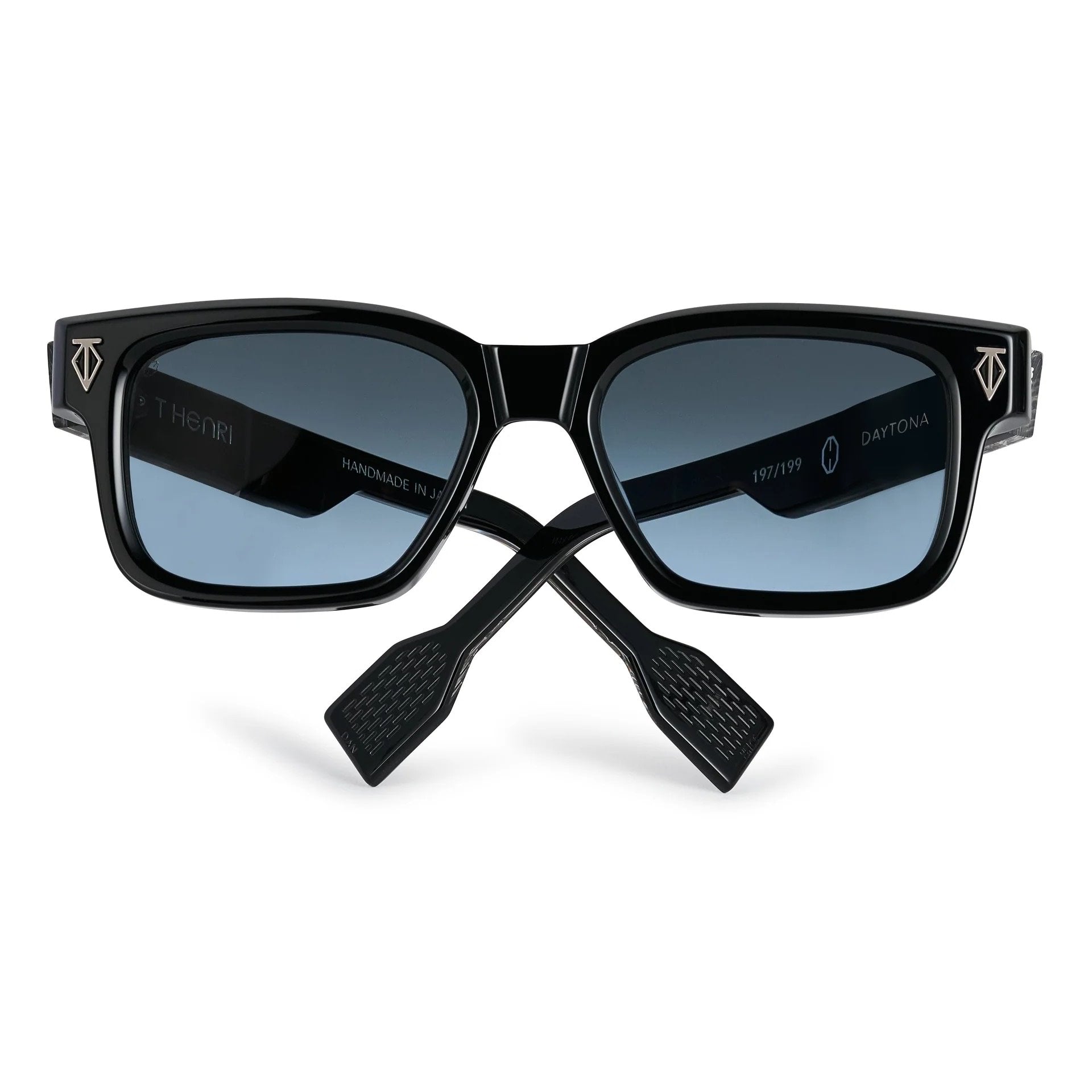 Ottica Mondello Roma - T HENRI - DAN - DAYTONA - INFINITY - Acetate - shape Squared - Black - EYEWEAR - SUNGLASSES - Unisex,Uomo,Donna,Women,Men - lens Blue - Made In Japan