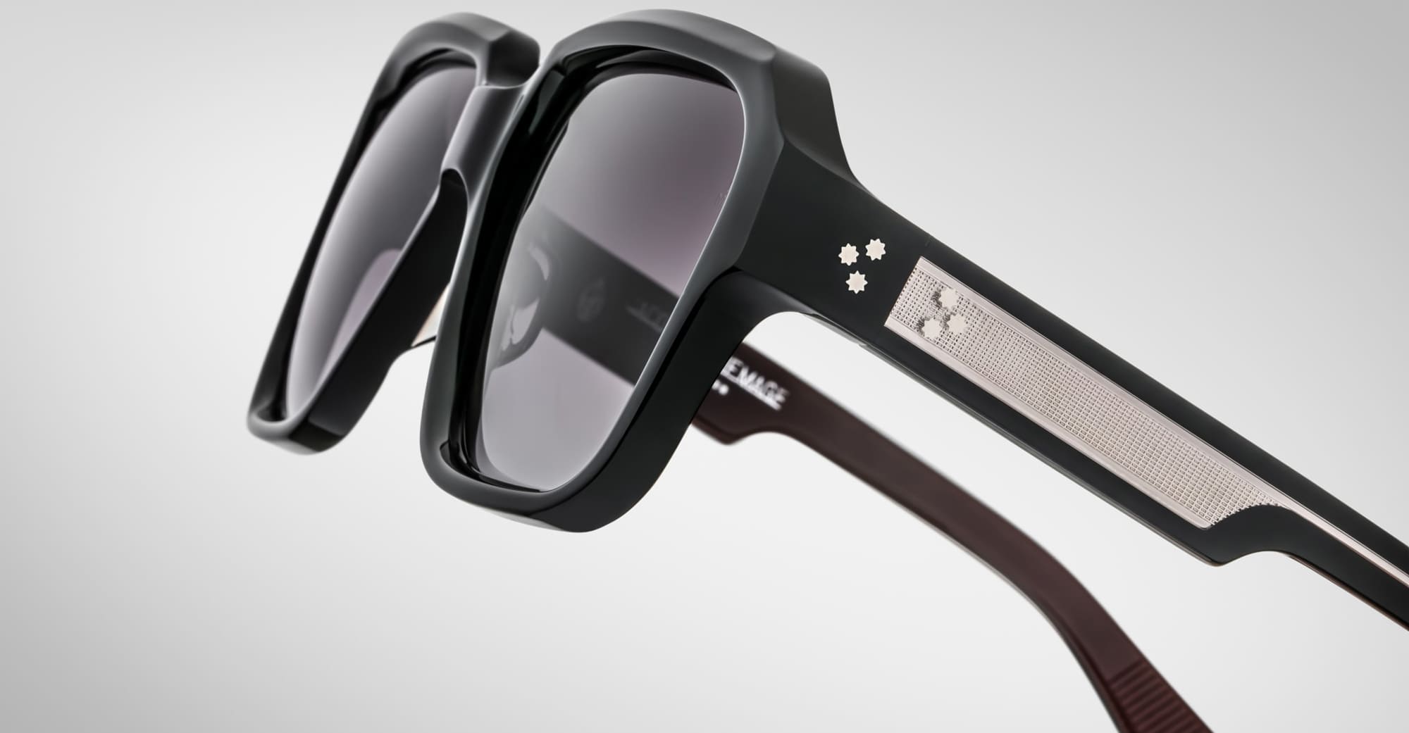 Ottica Mondello Roma - Jacques Marie Mage - JMMFR-6P - ALFRED - BLOODSTONE - Acetate - shape Squared - black, burgundy - EYEWEAR - SUNGLASSES - Unisex,Uomo,Donna,Women,Men - lens Black - Made In Japan