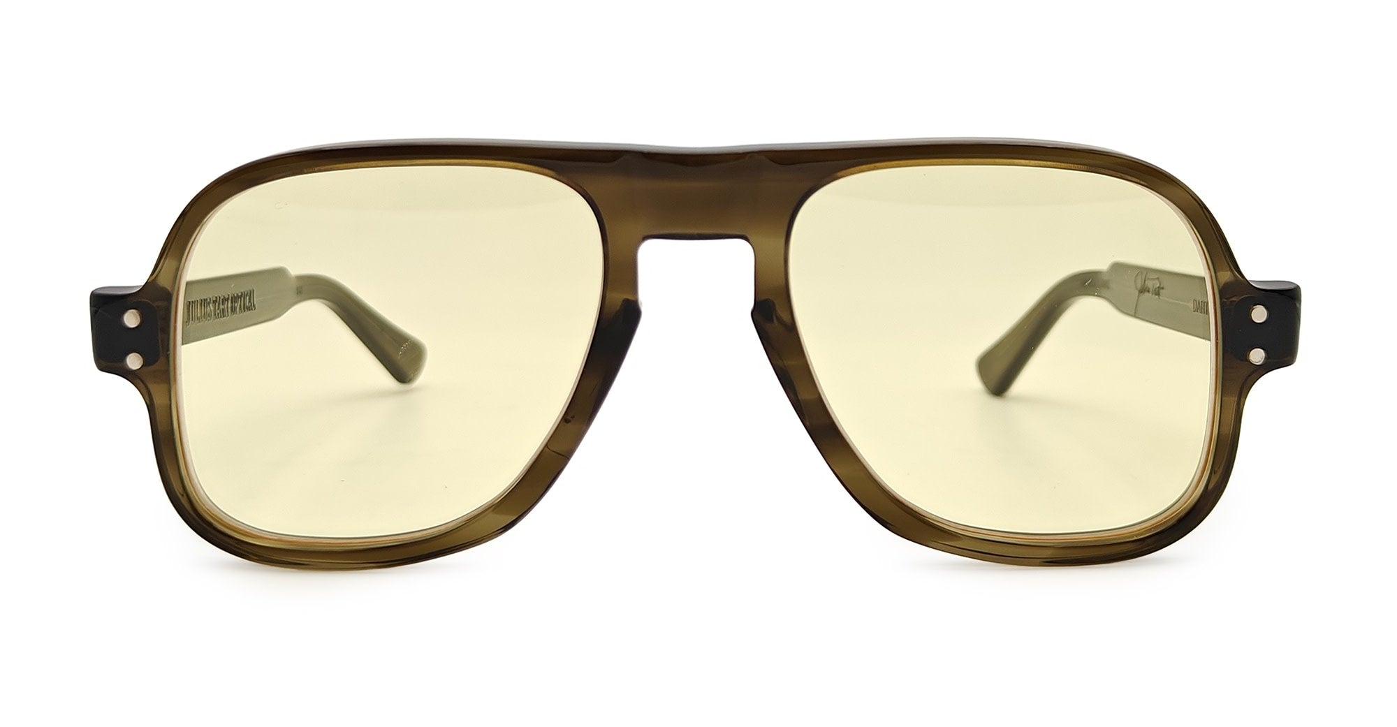  YELLOW LENS - Acetate - shape Navigator - olive green - EYEWEAR - SUNGLASSES - Unisex,Uomo,Donna,Women,Men - lens yellow - Made In Japan
