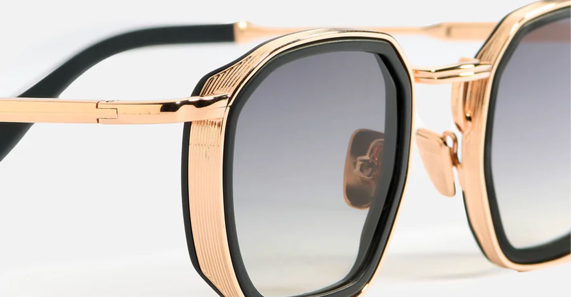Ottica Mondello Roma - John Dalia - LEO2-C114 - LEO - C114 - ROSE GOLD / MATTE BLACK - Metal - shape Squared - rose gold - EYEWEAR - SUNGLASSES - Uomo,Men - lens Gradient grey - Made In France