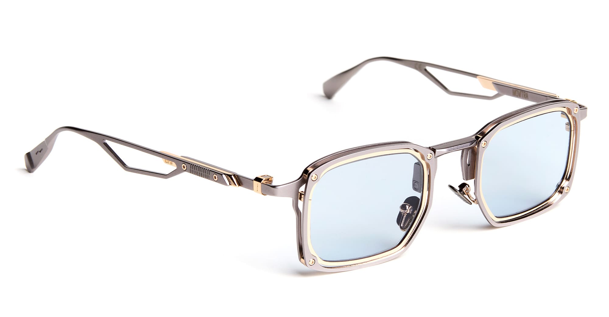  Azure Lens - Titanium - shape Rectangular - grey - EYEWEAR - SUNGLASSES - Uomo,Men - lens Blue - Made In Italy